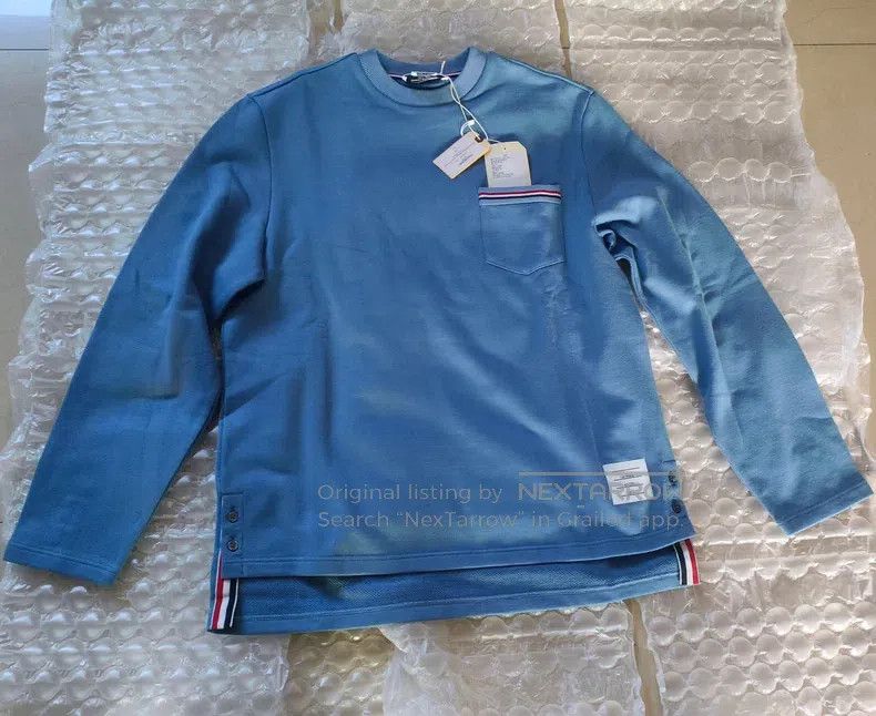 Thom Browne Solid color chest pocket loose round-neck stra