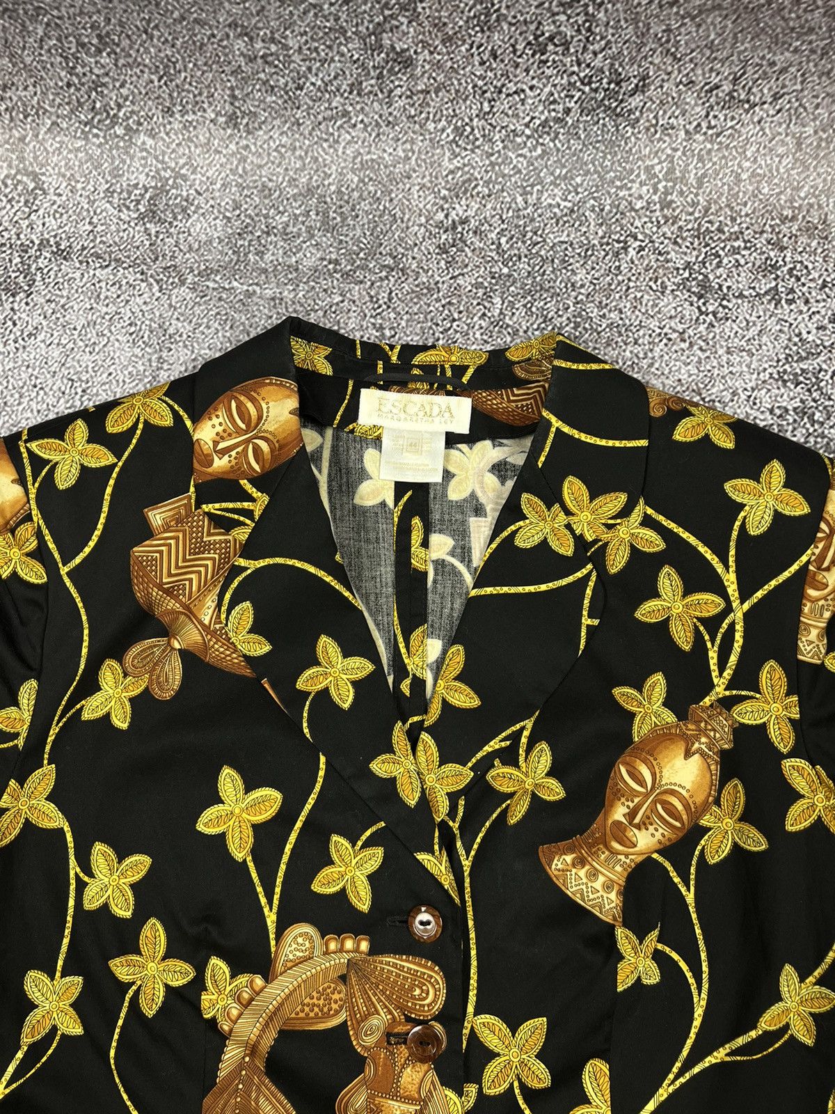 Escada Escada Aztec Vintage Black/Golden royal pattern blazer Size L / US 10 / IT 46 - 4 Thumbnail