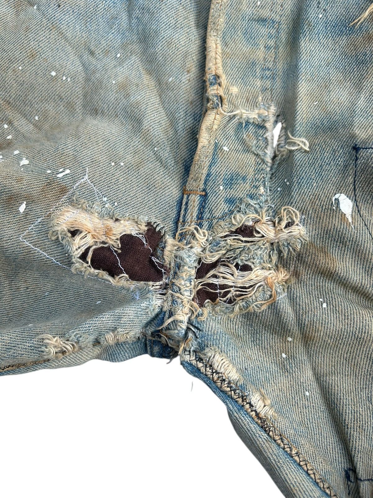 Levi's 80's THRASHED Levi's 6 Selvedge Reconstructed Repair Denim Size US 31 - 10 Thumbnail