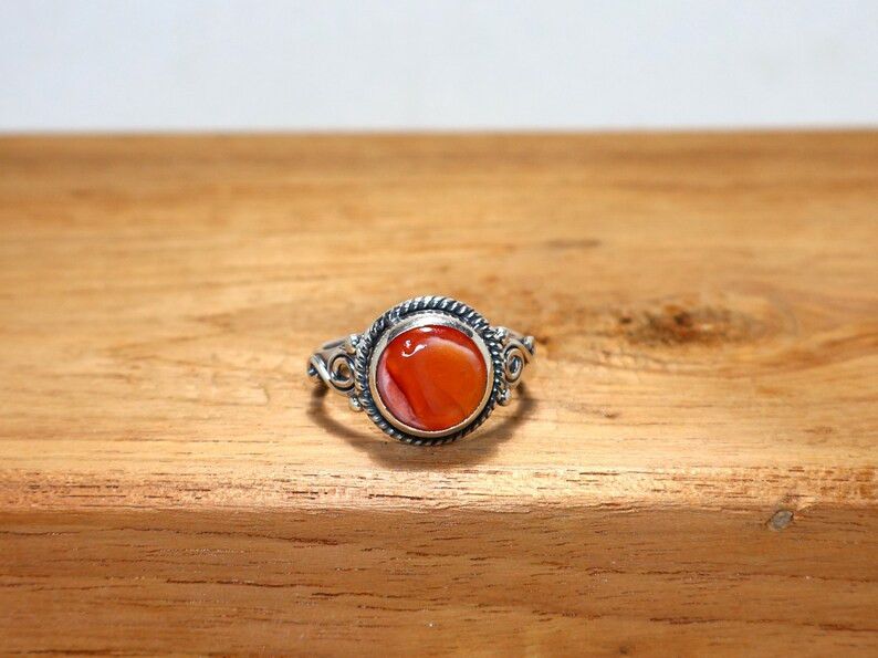 Handmade Carnelian Ring: Handmade Sterling Silver Ring, Gift for Wife Size ONE SIZE - 2 Thumbnail