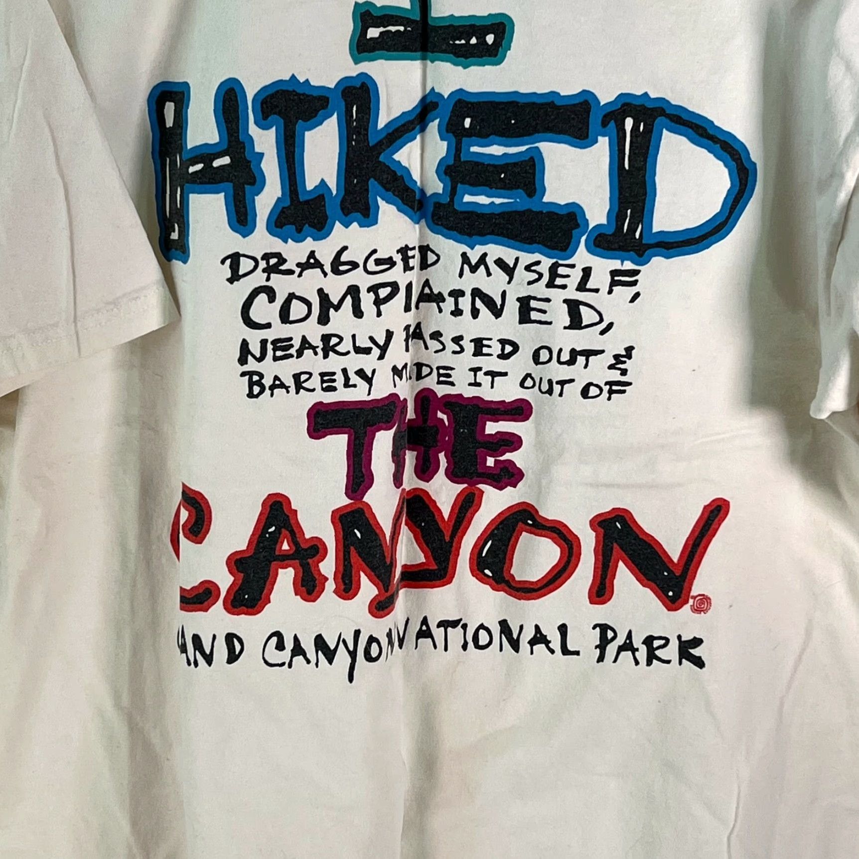 Hanes Hiked The Canyon National Park Graphic Print Ivory T Shirt XL Hanes Mens Size US XL / EU 56 / 4 - 3 Thumbnail