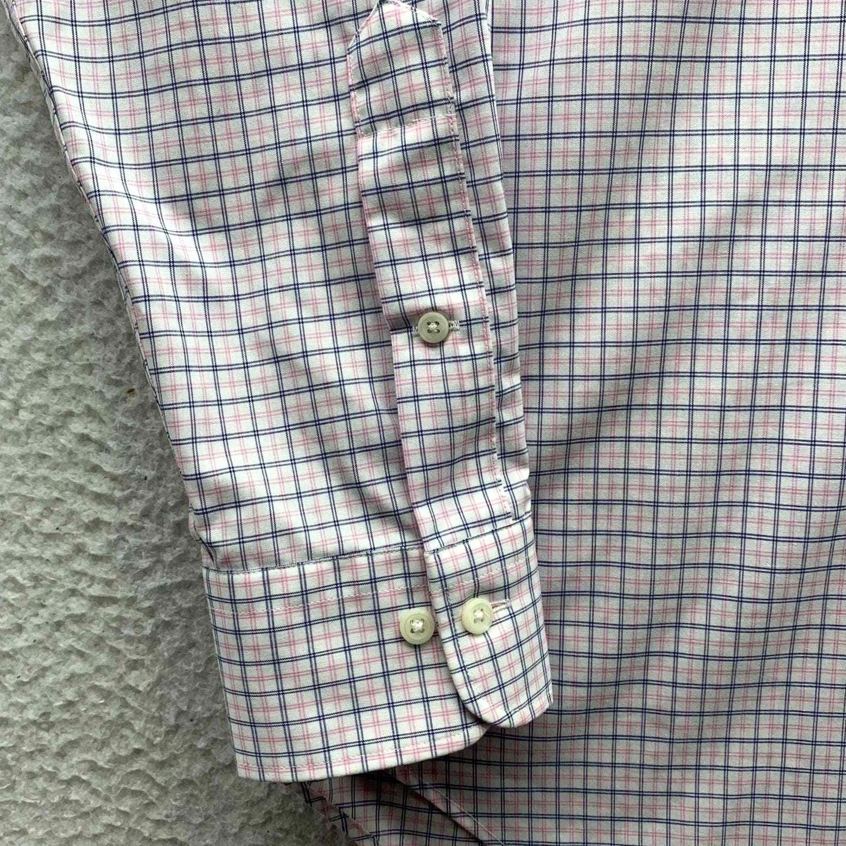 Ralph Lauren Lauren Ralph Lauren Mens Dress Shirt 15.5 32/33 Pink Blue Check Spread Collar Size 40R - 3 Thumbnail