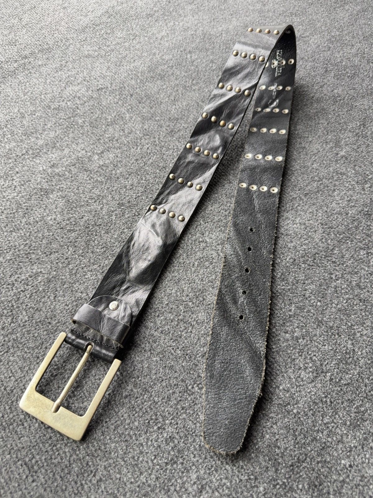 Japanese Brand Vintage Avant Garde Studded Leather Belt Punk Grunge Y2K Size ONE SIZE - 4 Thumbnail