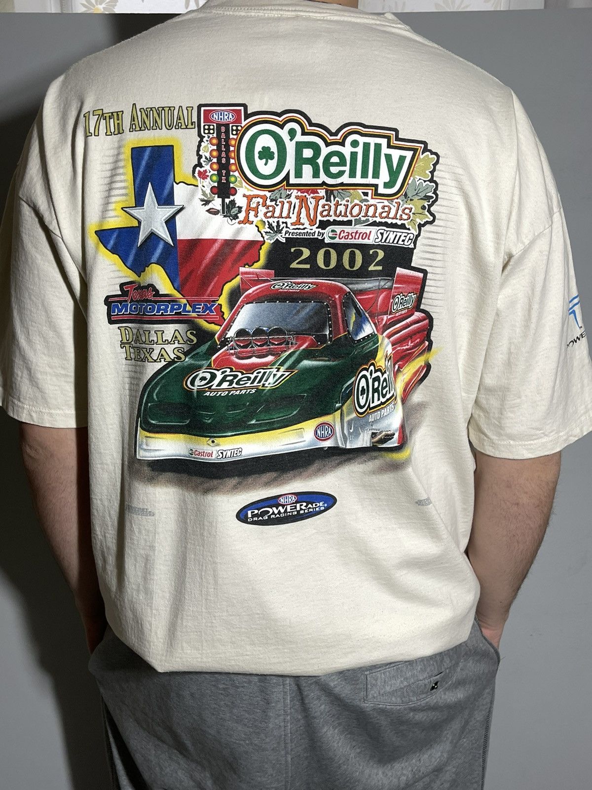 Jerzees 2002 O'Reilly Fall Nations Drag Nascar Vintage T-shirt Size US XL / EU 56 / 4 - 3 Thumbnail