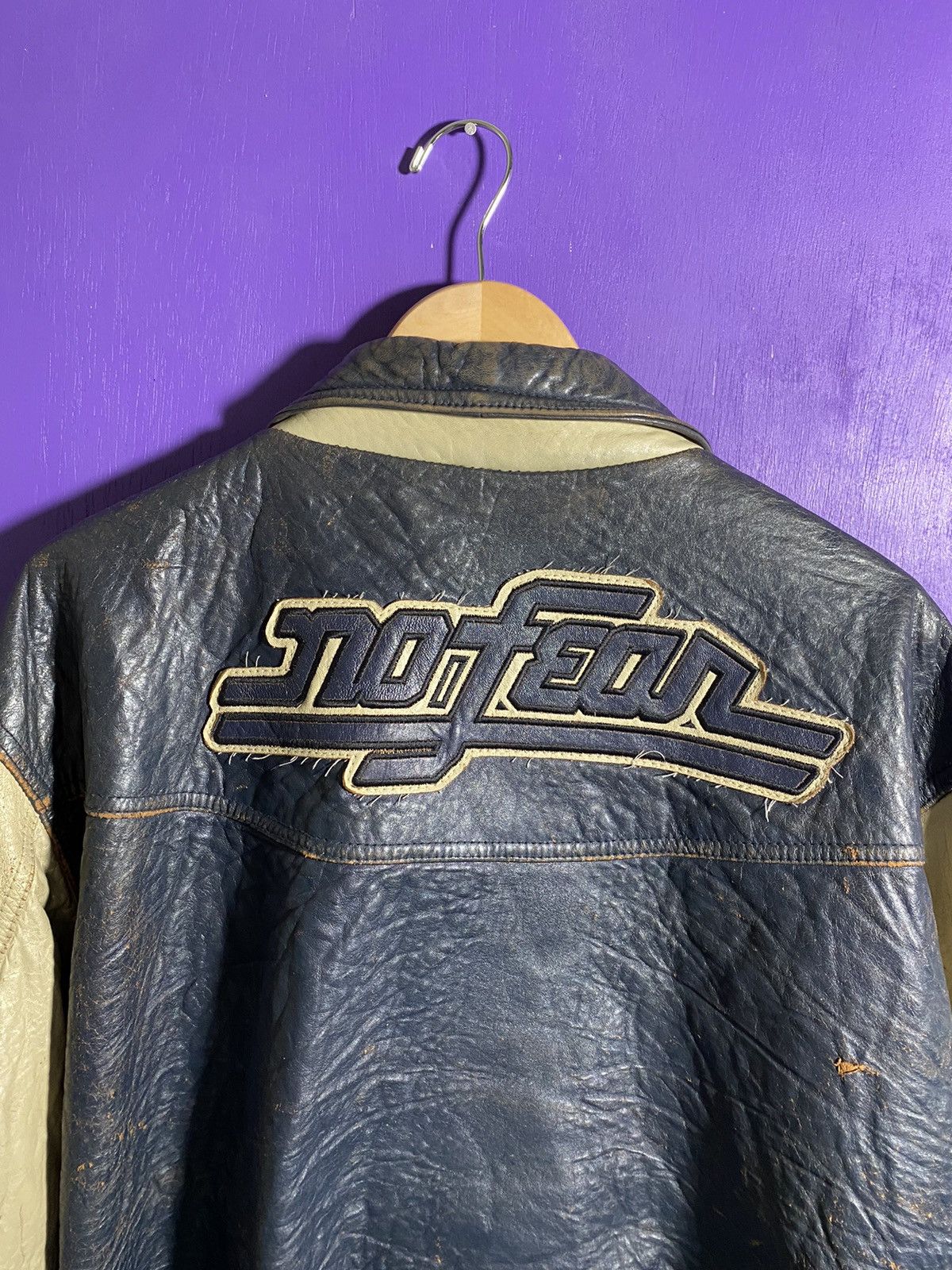 No Fear × Vintage Vintage 90s No fear logo leather jacket Size US L / EU 52-54 / 3 - 3 Thumbnail