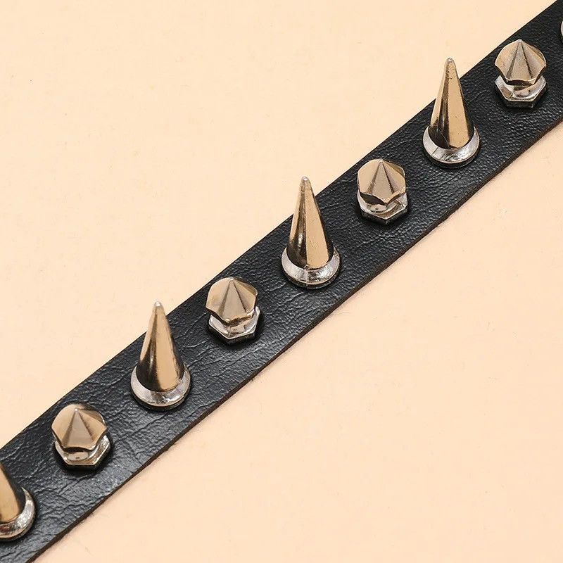 Vintage Neo-gothic style Punk plastic spike PU leather collar choker Size ONE SIZE - 6 Thumbnail