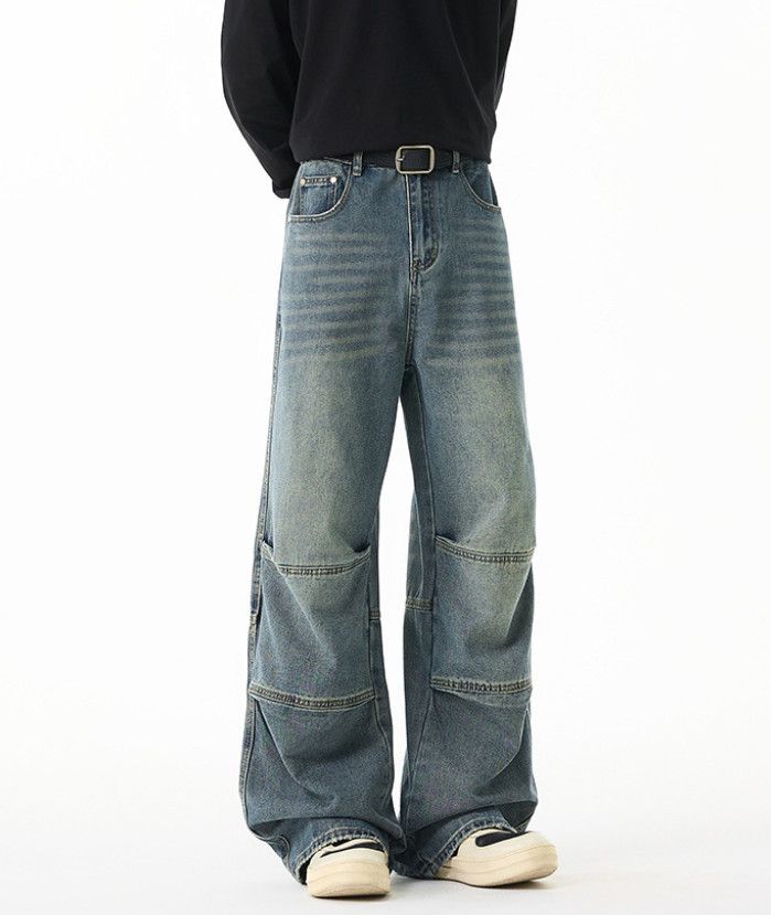 Japanese Brand American retro hip-hop washed workwear patchwork jeans Size US 32 / EU 48 - 2 Thumbnail