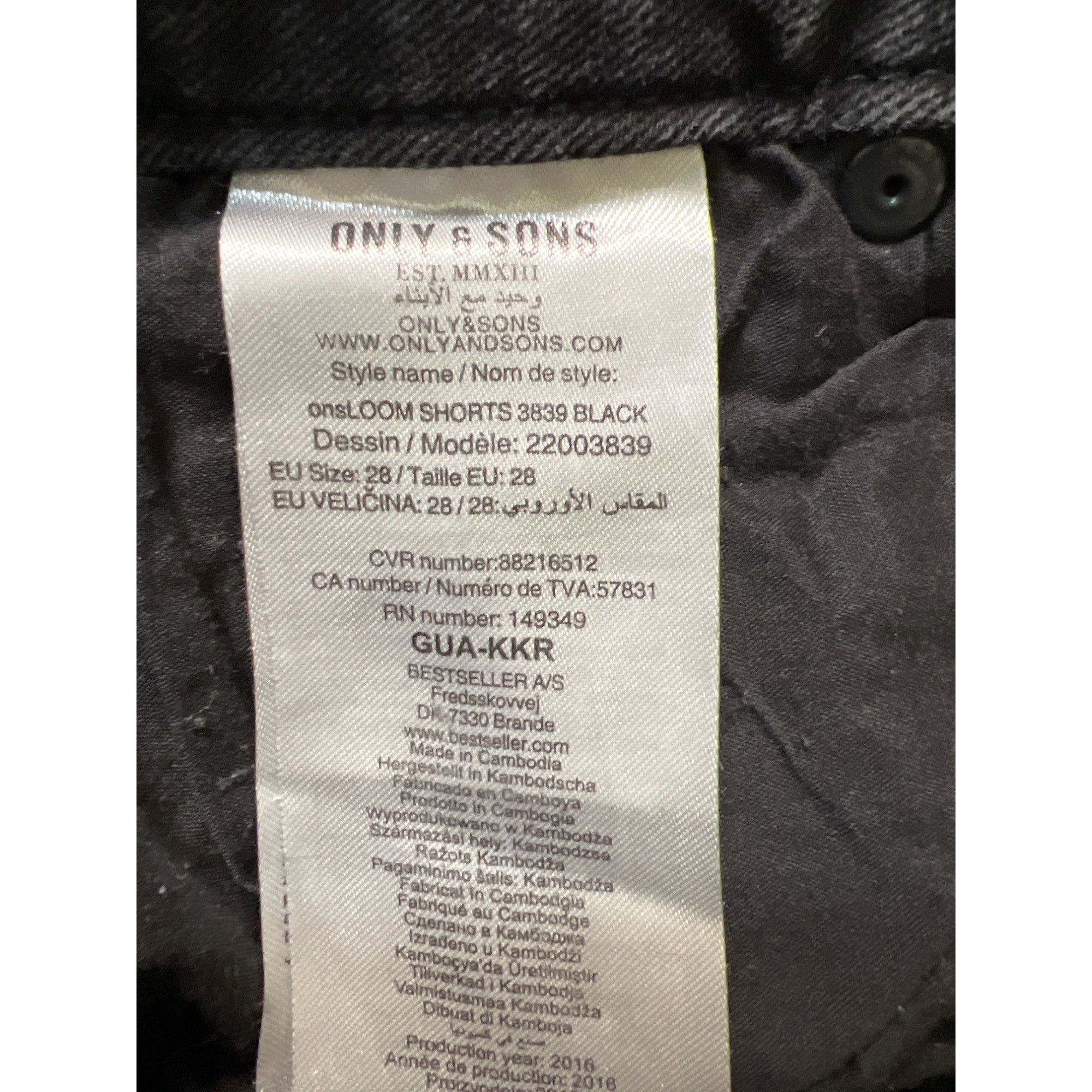 ONLY & SONS Only & Sons Mens Black Denim Slim Fit Jean Shorts Bermuda Bu Size US 28 / EU 44 - 6 Thumbnail
