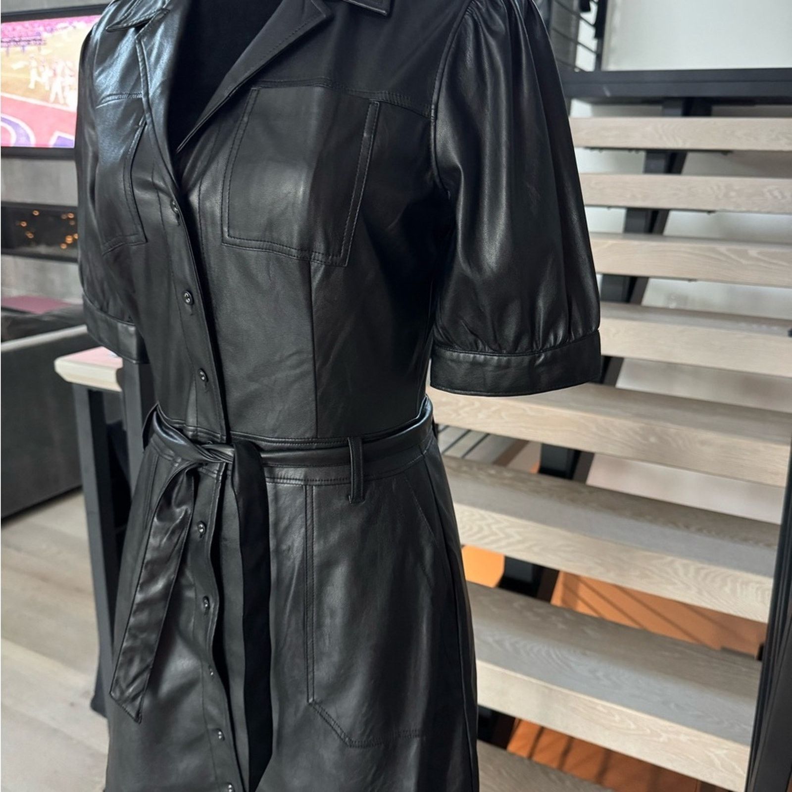 Paige New PAIGE Black Faux Leather Mini Dress size S Size S / US 4 / IT 40 - 10 Thumbnail