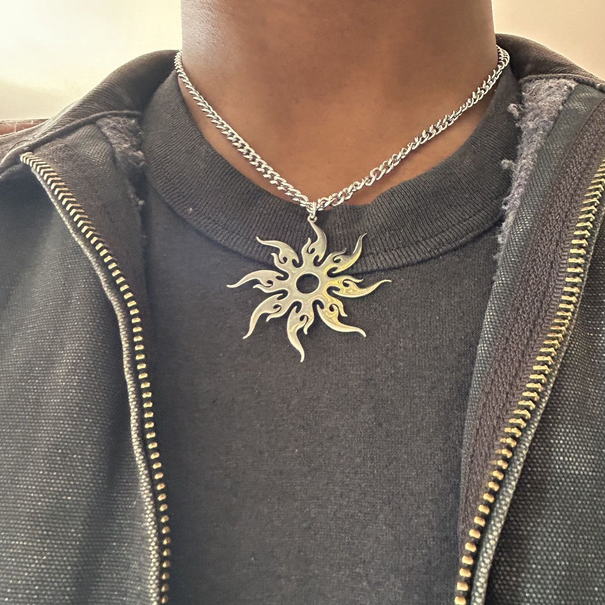 Japanese Brand × Vintage Y2K 2000s Bio Sun spike silver chrome pendant skater chain Size ONE SIZE - 1 Thumbnail