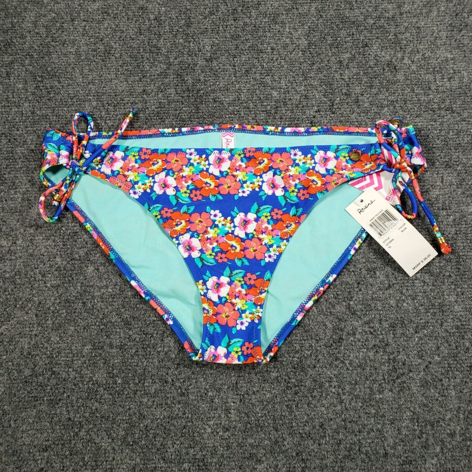 Vintage Raisins Bikini Bottom Womens XL Blue Sweet Pea Floral Side Tie Swimwear NEW Grailed