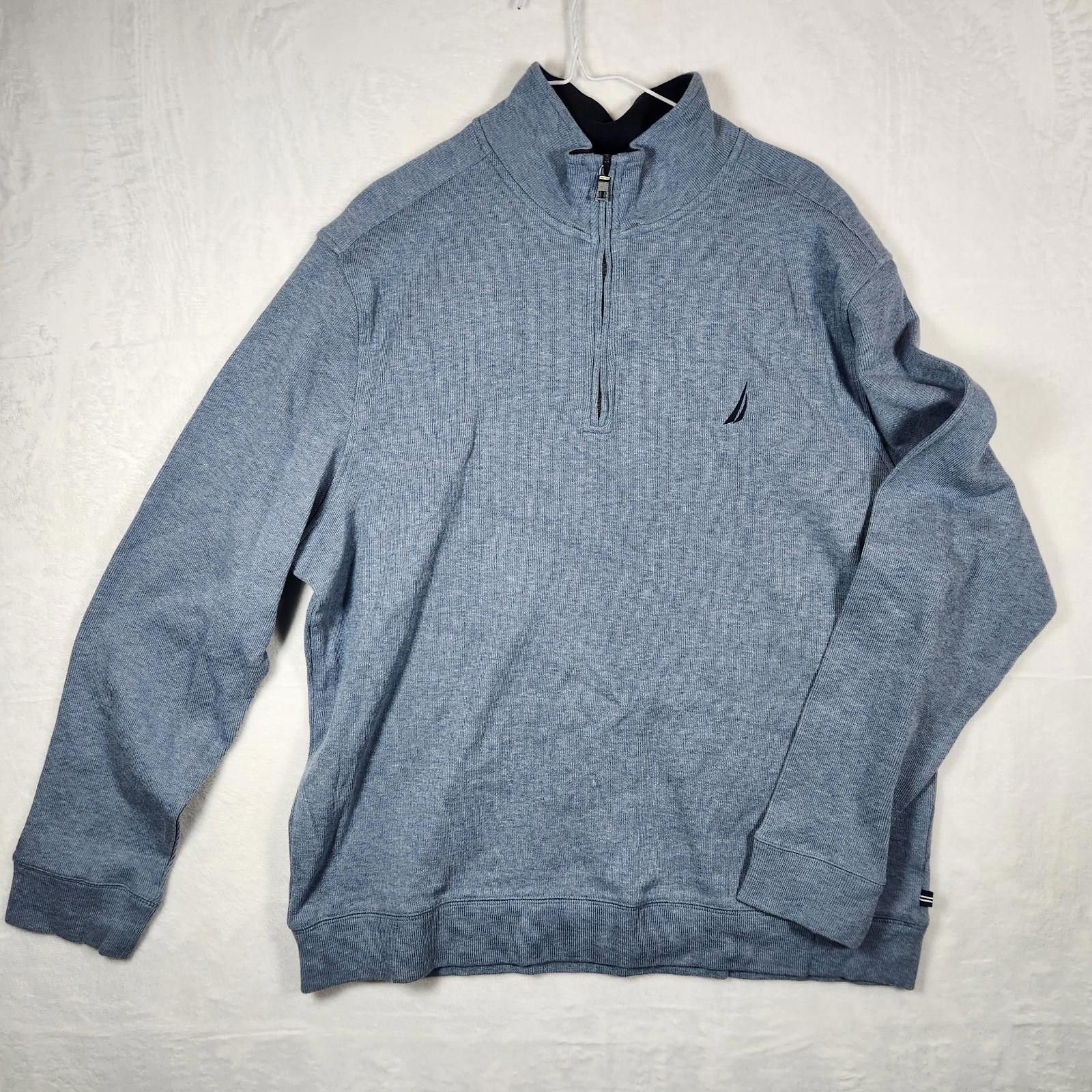 Nautica Nautica Long Sleeve Quarter Zip Pullover Blue Mens Size XL Size US XL / EU 56 / 4 - 1 Thumbnail