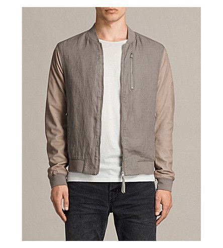 Allsaints Mens Vintage AllSaints Devon bomber jacket leather linen Size US S / EU 44-46 / 1 - 3 Thumbnail