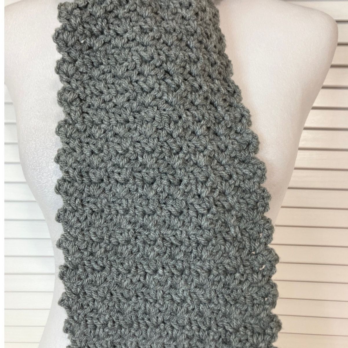 Handmade NWT Handmade Crocheted Gray Adult Matching Beanie Scarf 75” Size ONE SIZE - 4 Thumbnail