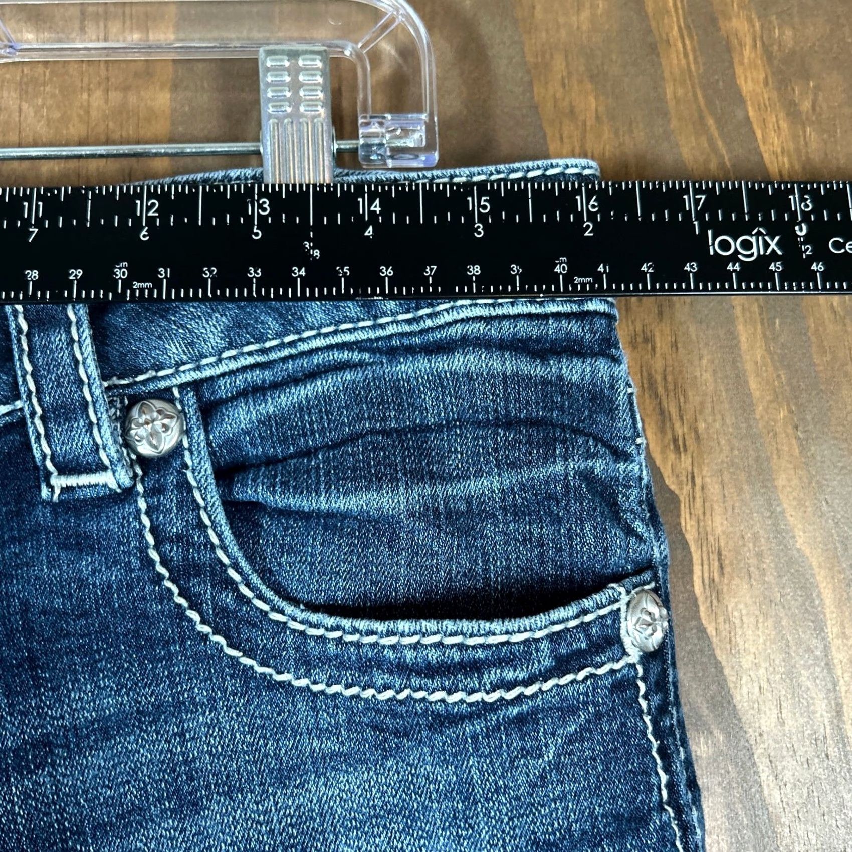 Miss Me Miss Me Jeans Blue Denim Mid Rise Boyfriend Capri Stretch 29 Womens Size 29" - 6 Thumbnail
