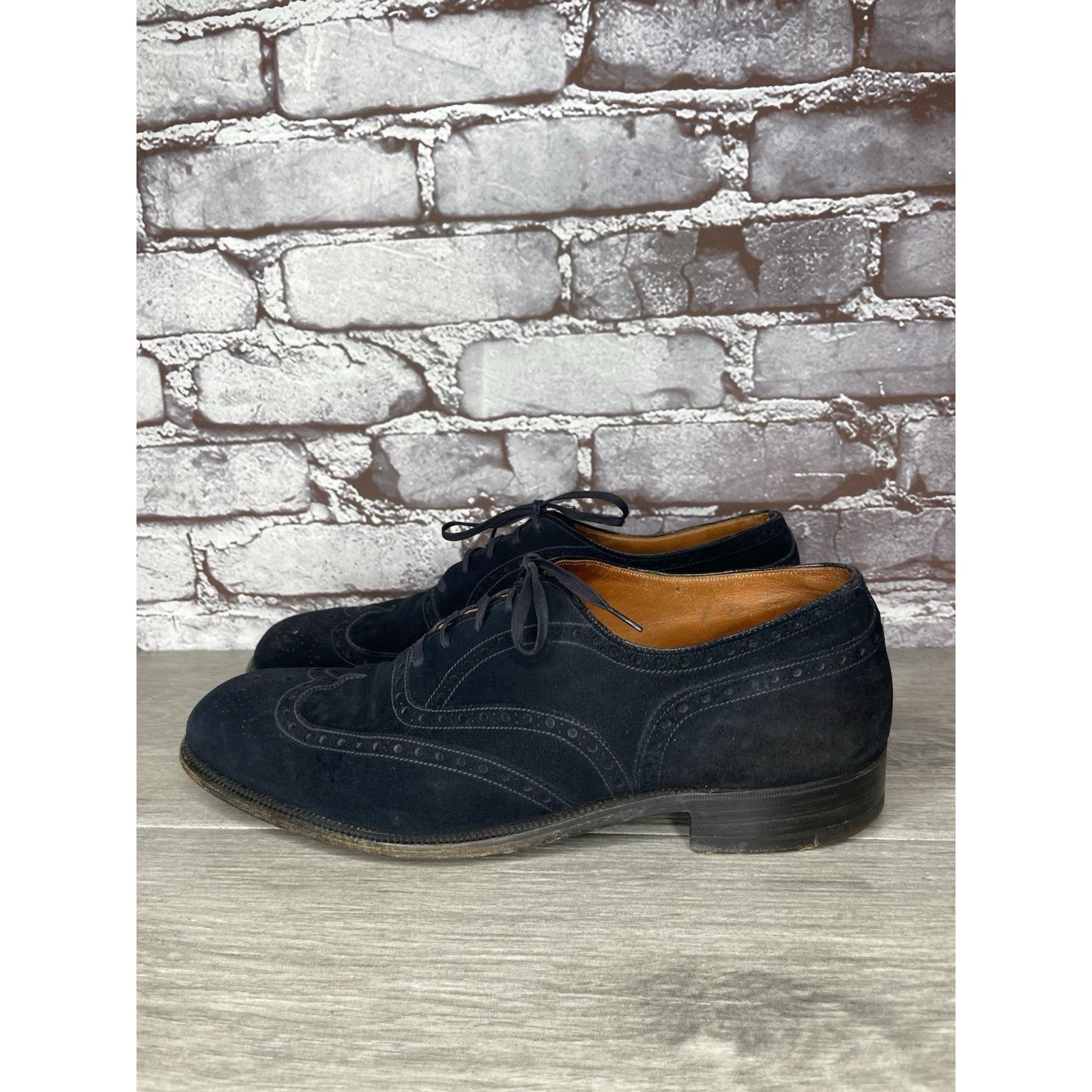 Saks Fifth Avenue Saks Fifth Ave Blue Suede Leather Wingtip Oxfords Lace Up Sh Size US 8 / EU 41 - 1 Thumbnail