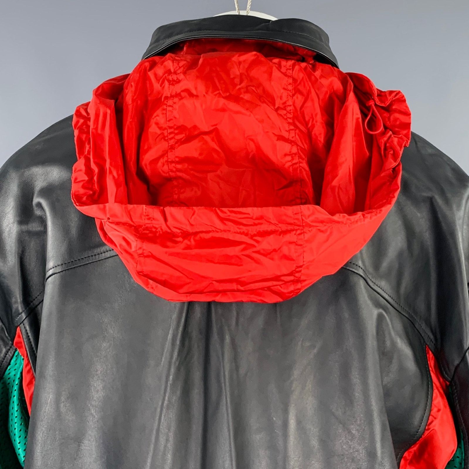 Gucci GUCCI Black Red Color Block Lambskin Leather Varsity Jacket Size US S / EU 44-46 / 1 - 6 Thumbnail