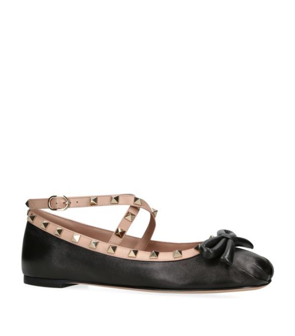 Valentino o1s22i1n0924 Silk Rockstud Ballet Flats in Black Size US 11 / IT 41 - 5 Thumbnail