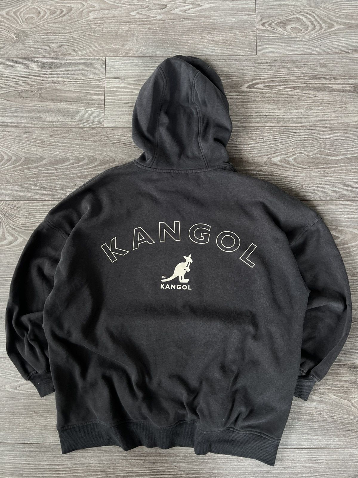 Designer ‼️Rare Oversized Big Logo Kangol x H&M Distressed Hoodie‼️ Size US M / EU 48-50 / 2 - 4 Thumbnail