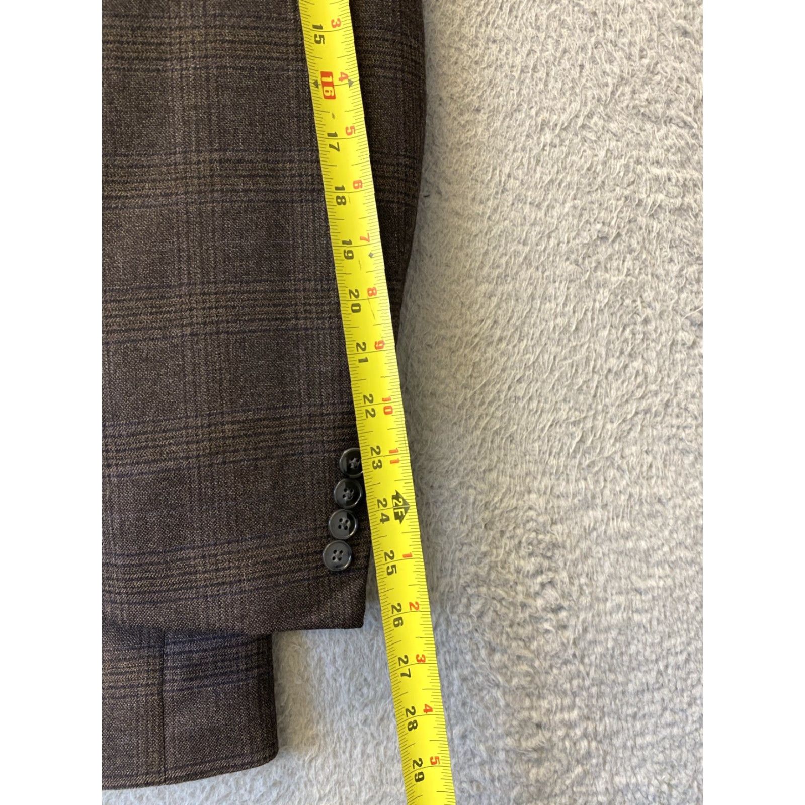 Calvin Klein VINTAGE Calvin Klein Men's Sport Coat Blazer 44L Wool Brown Plaid Single-Breasted 90s Formal Business Size 44L - 7 Thumbnail