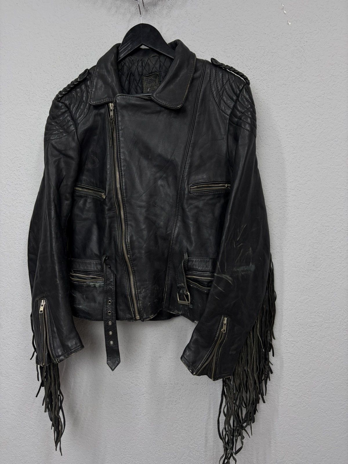 Hedi Slimane VTG Distressed Black Leather Biker Jacket Rick Owens Vibe Size US S / EU 44-46 / 1 - 7 Thumbnail