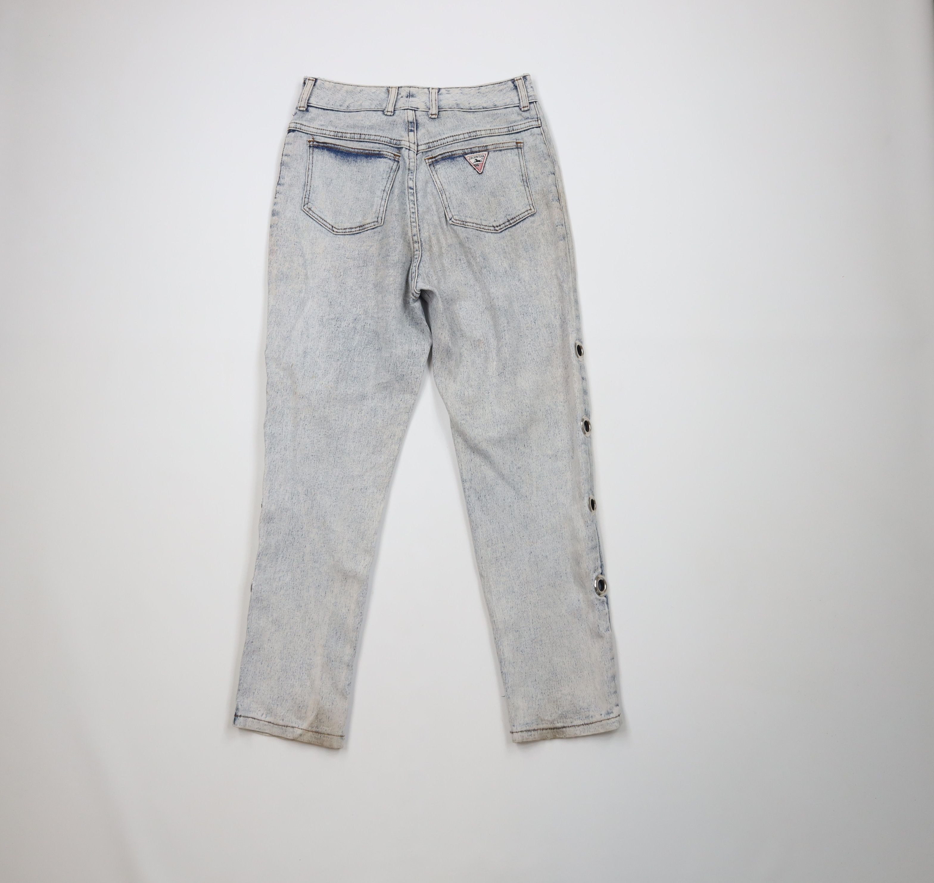 Vintage Vintage 90s Streetwear Acid Wash Rivet Tapered Leg Jeans Size 32" / US 10 / IT 46 - 10 Thumbnail