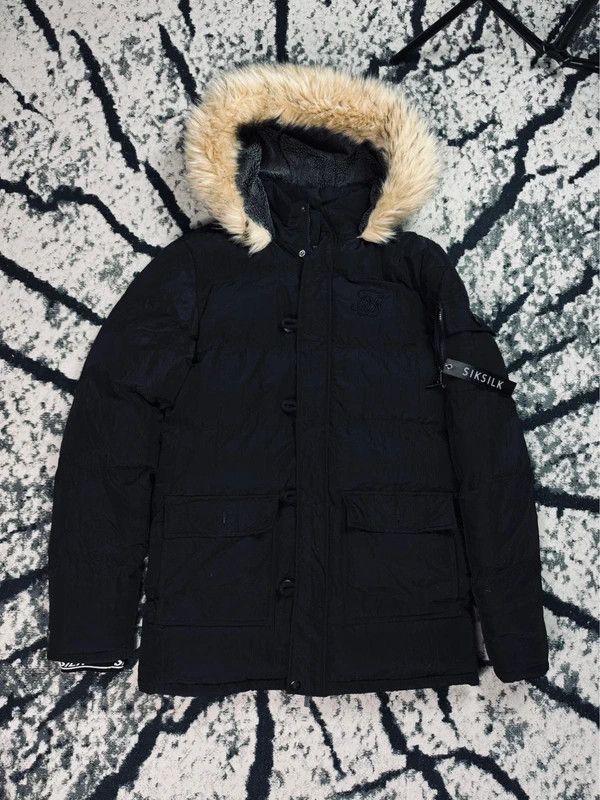 SikSilk Siksilk black down parka jacket with S logo Size US S / EU 44-46 / 1 - 1 Thumbnail
