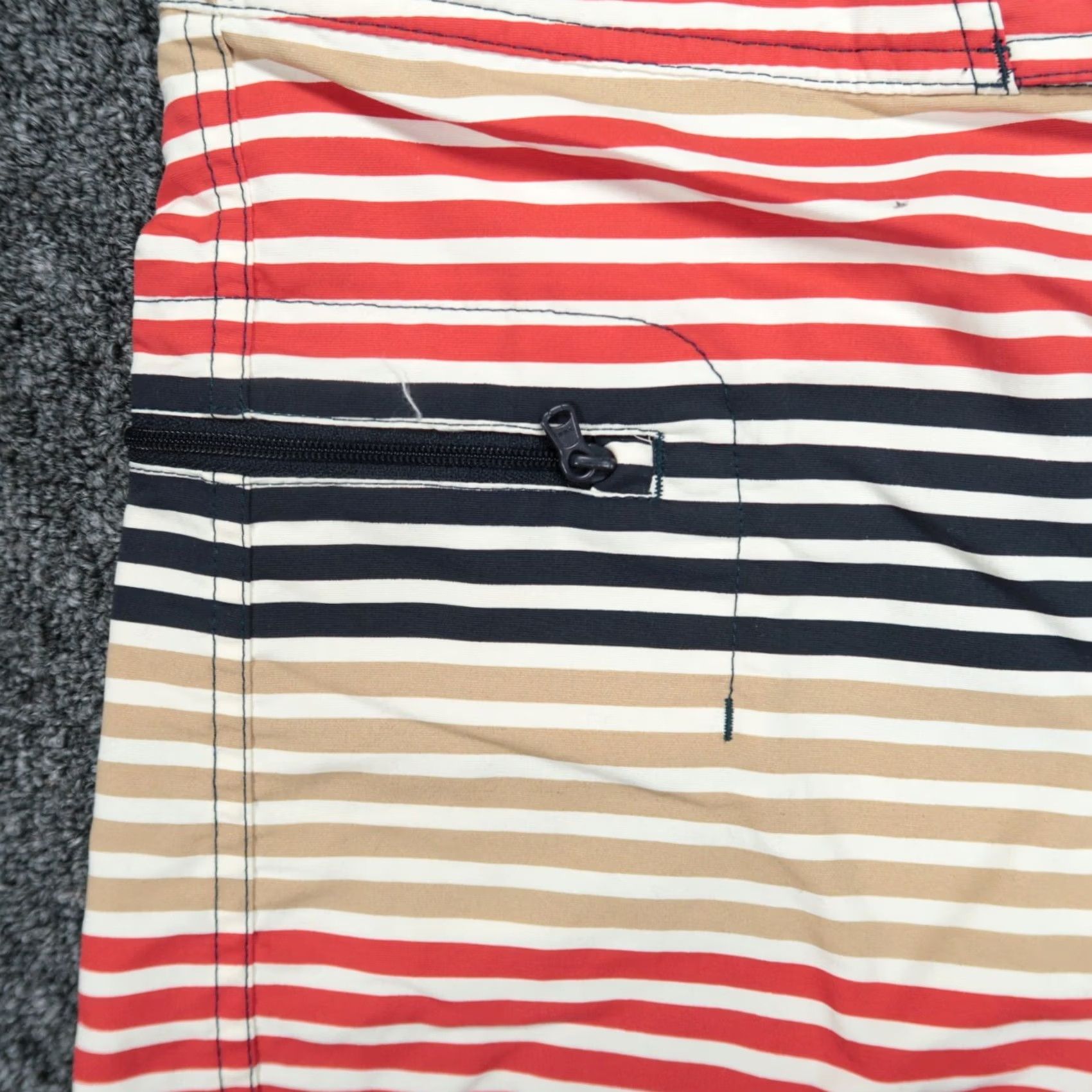 Patagonia Patagonia Board Shorts Mens 31 Blue Red Tan Striped Wavefarer Zip Pocket Swim Bottoms Size US 31 - 4 Thumbnail