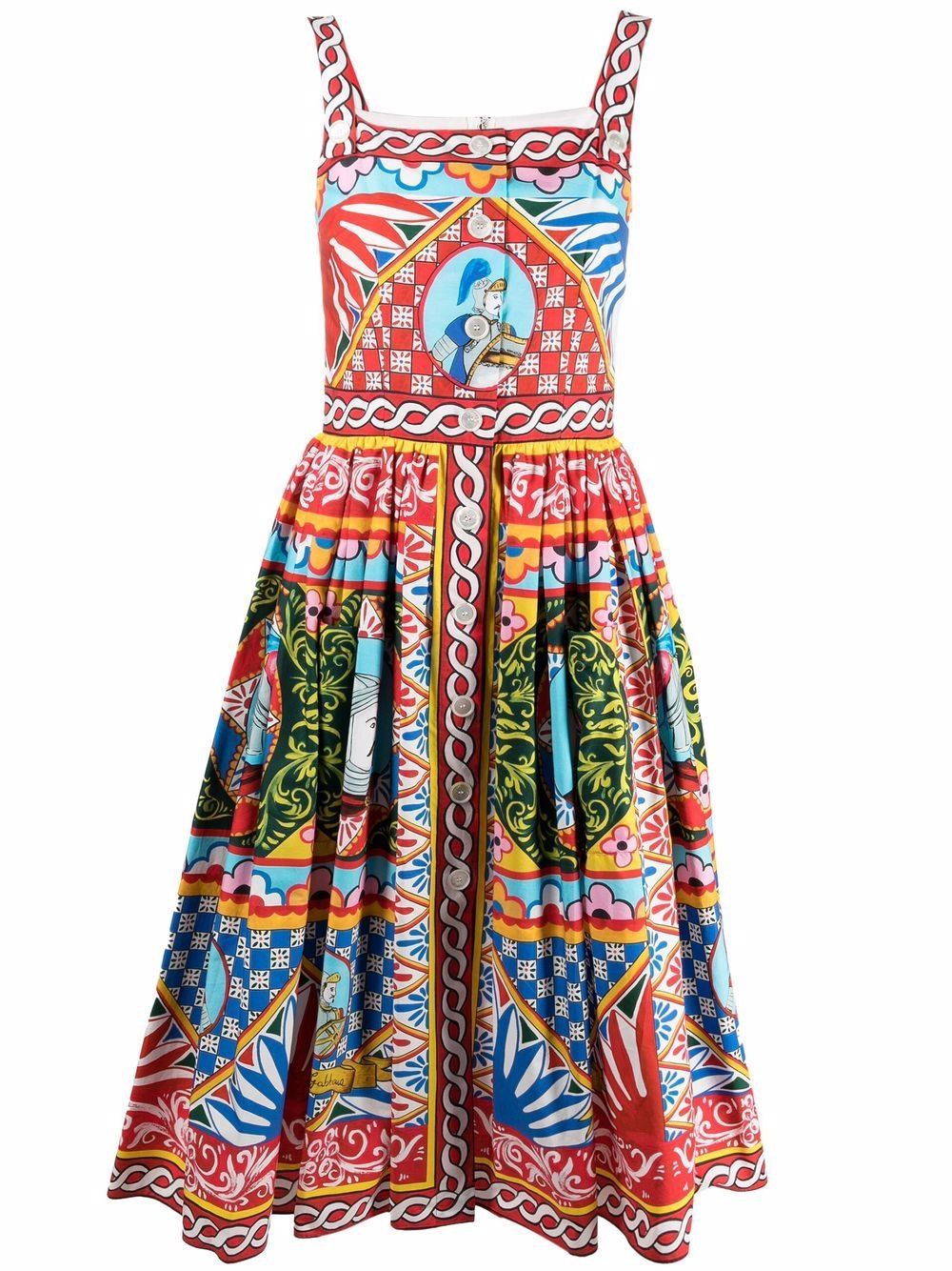 Dolce & Gabbana CARRETTO PRINT COTTON DRESS Size S / US 4 / IT 40 - 1 Thumbnail