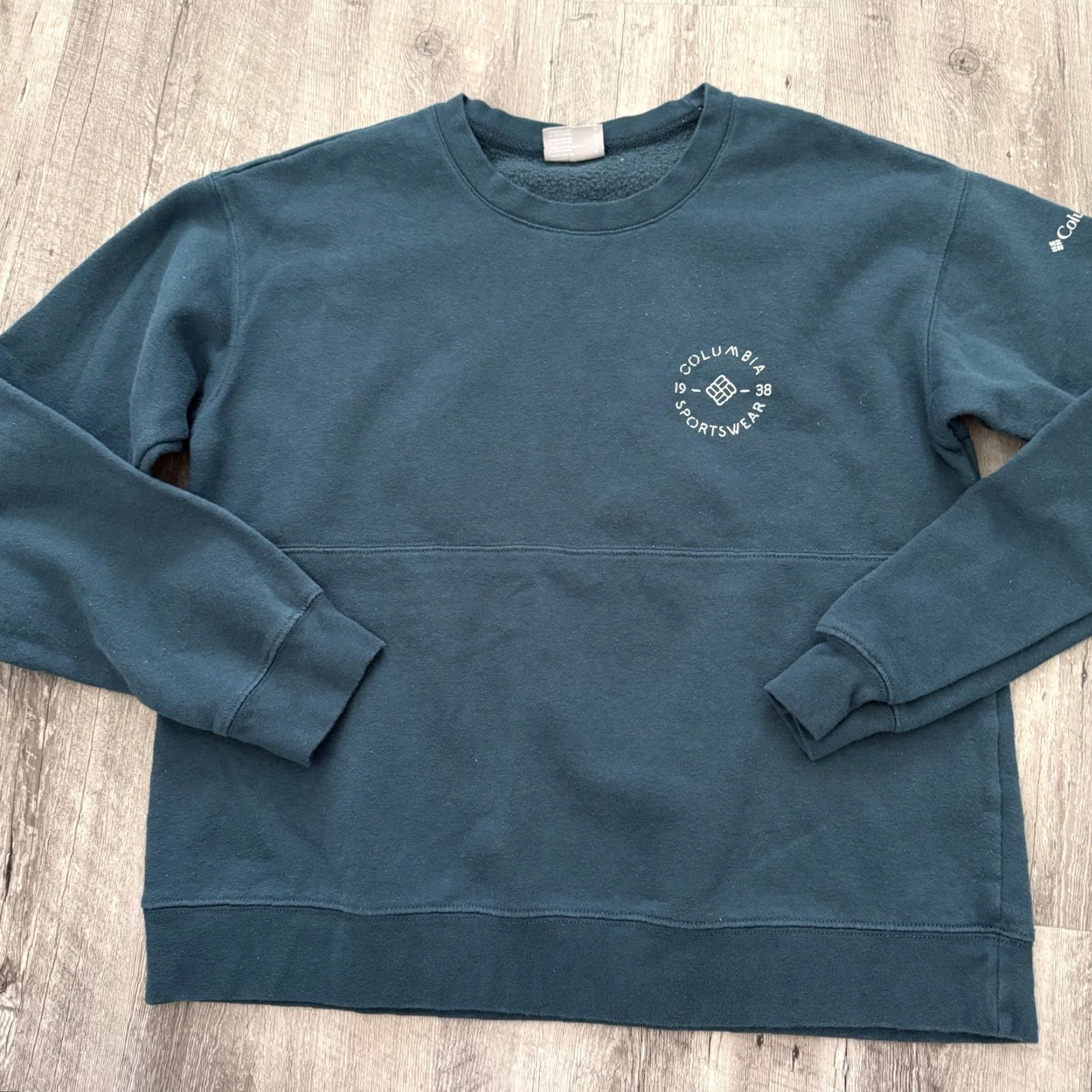 Vintage Columbia Sweatshirt Women Medium Boxy Fleece Crop Teal Blue Crew Neck Pullover Logo Athletic Outdoor Sports Casual Size M / US 6-8 / IT 42-44 - 6 Thumbnail