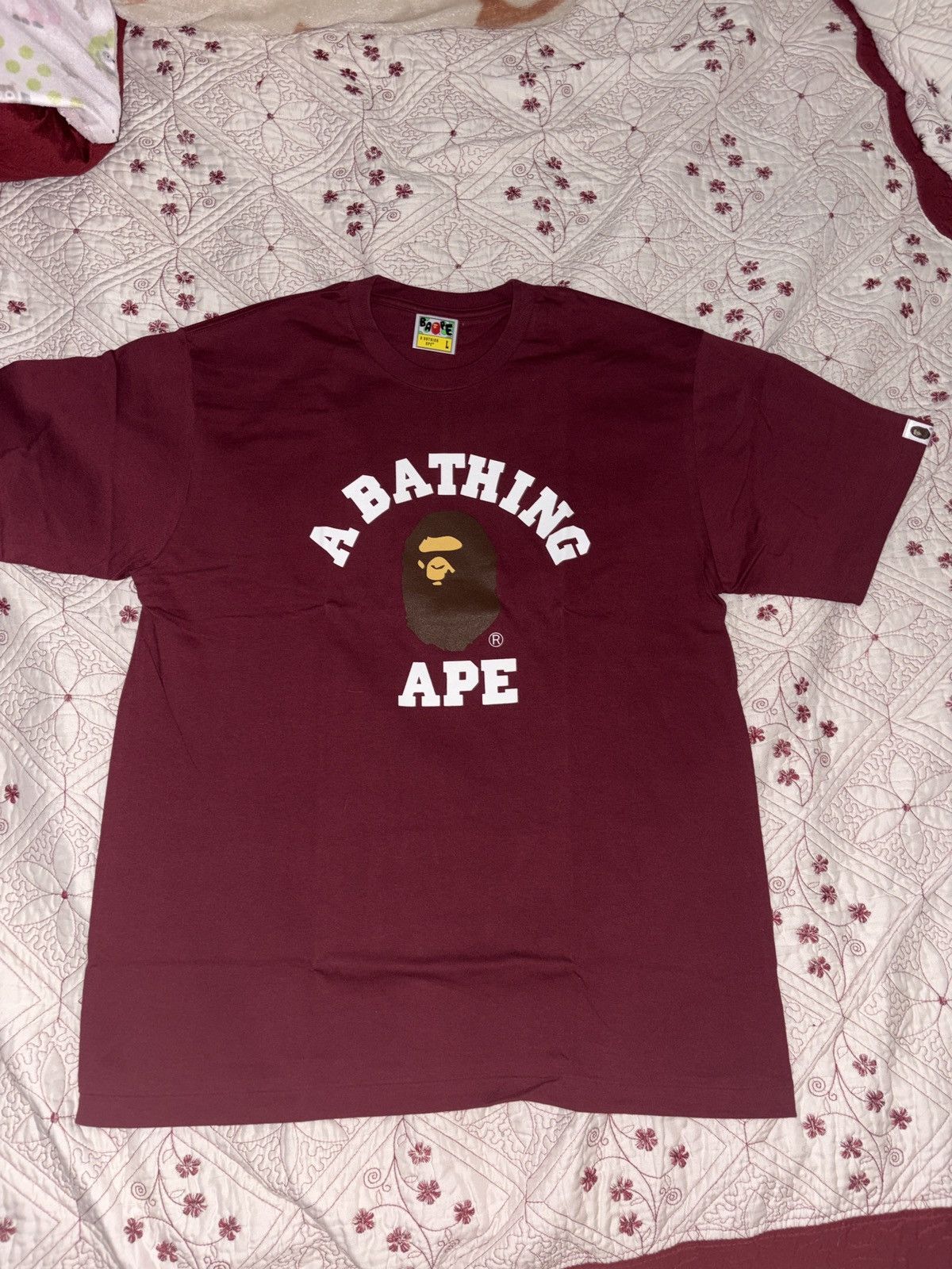 Bape Bape Burgundy College T-Shirt Size US L / EU 52-54 / 3 - 1 Thumbnail