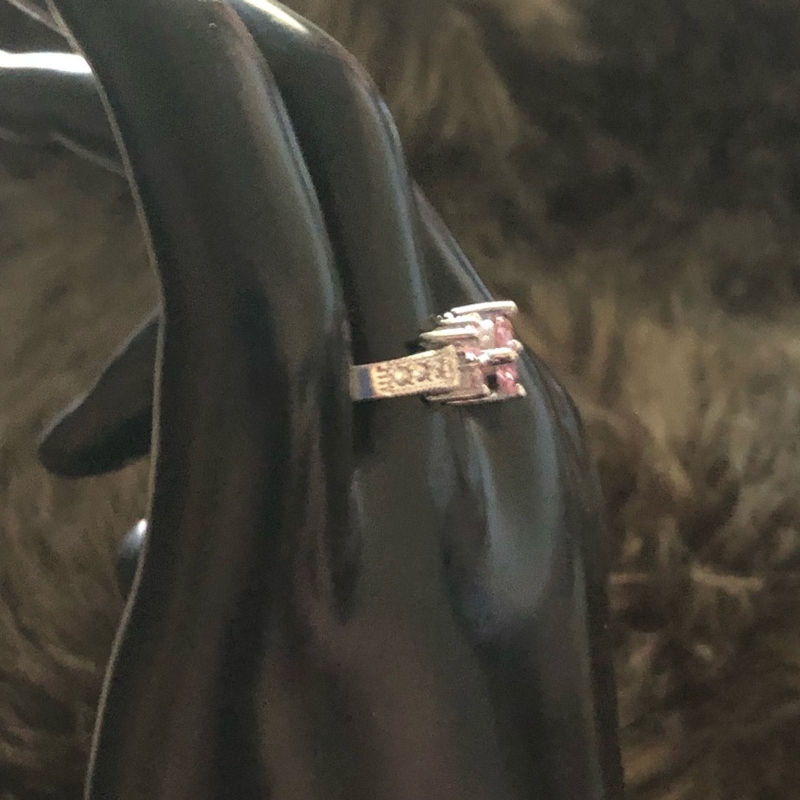 Jewelry Pink cubic zirconia 925 sterling silver band ring Size ONE SIZE - 11 Thumbnail