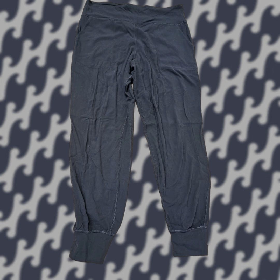 Lululemon Pants Womens 12 Black Jogger Cuffed Ankle Pockets Logo Athleisure