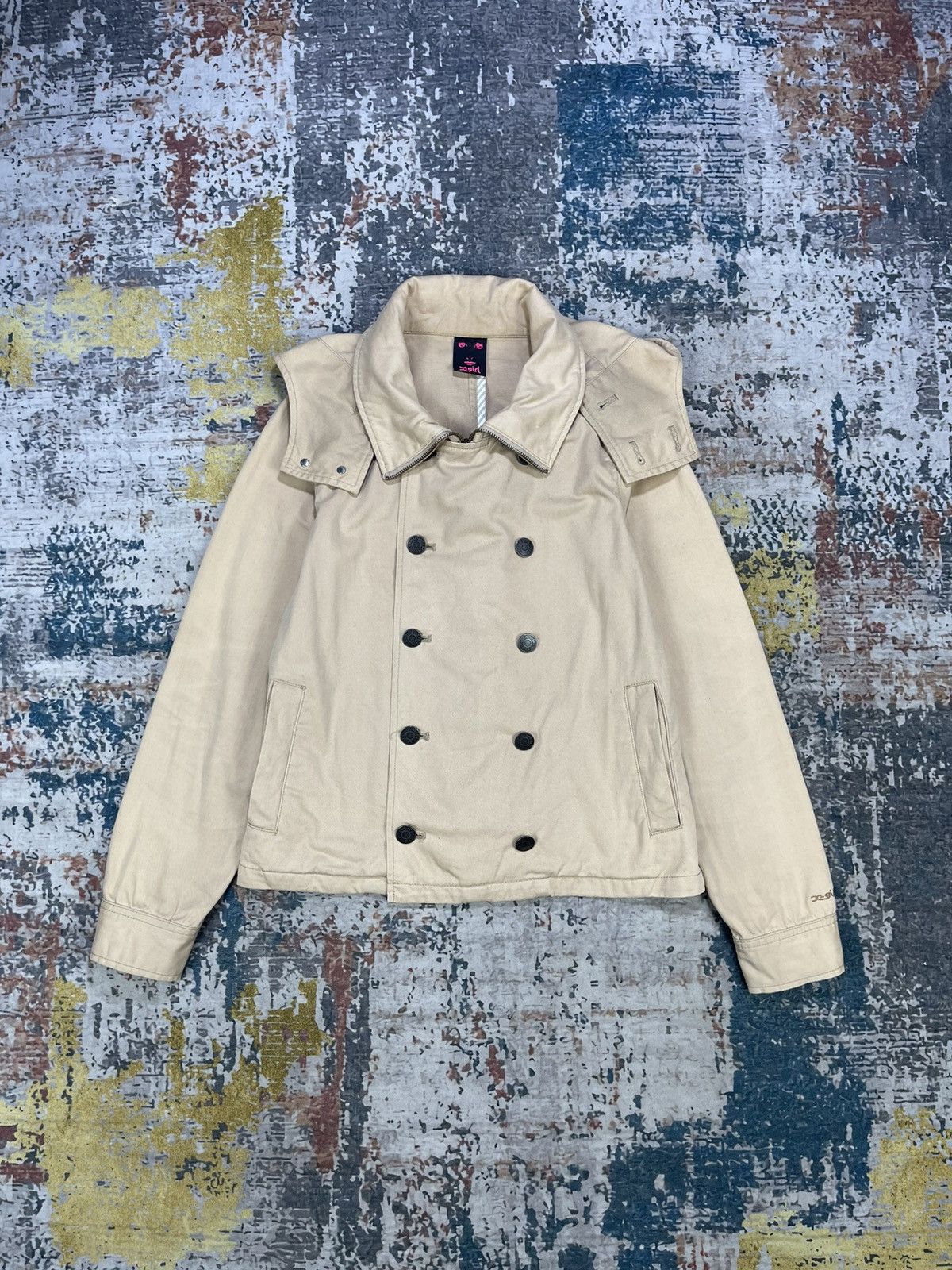 X-Girl Double Breasted Hooded Short Trench Jacket