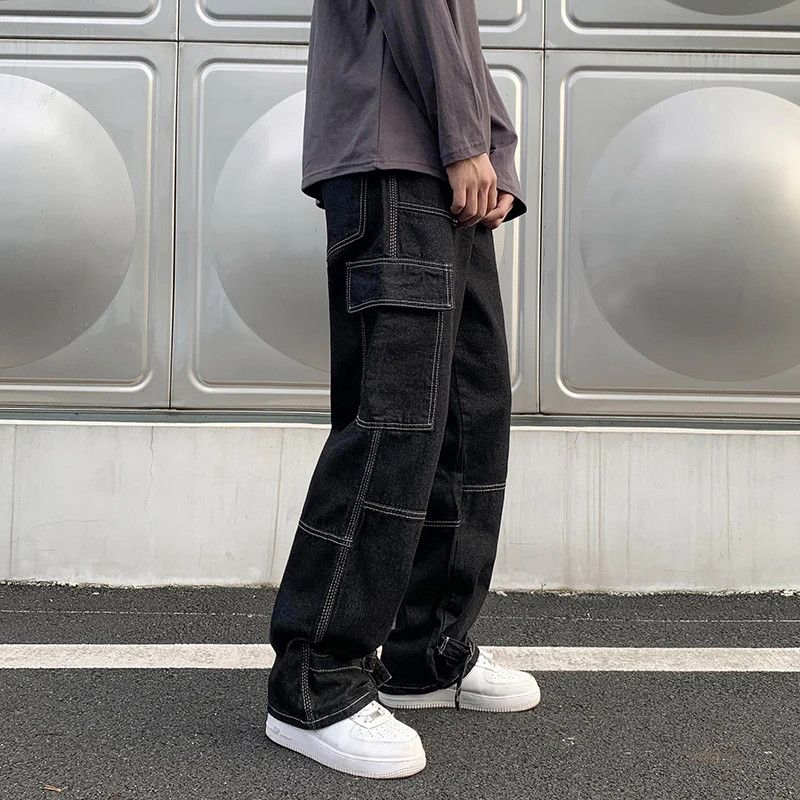 Japanese Brand × Jean Jeans Men's Straight Baggy Denim Pants Streetwear Size US 32 / EU 48 - 2 Thumbnail