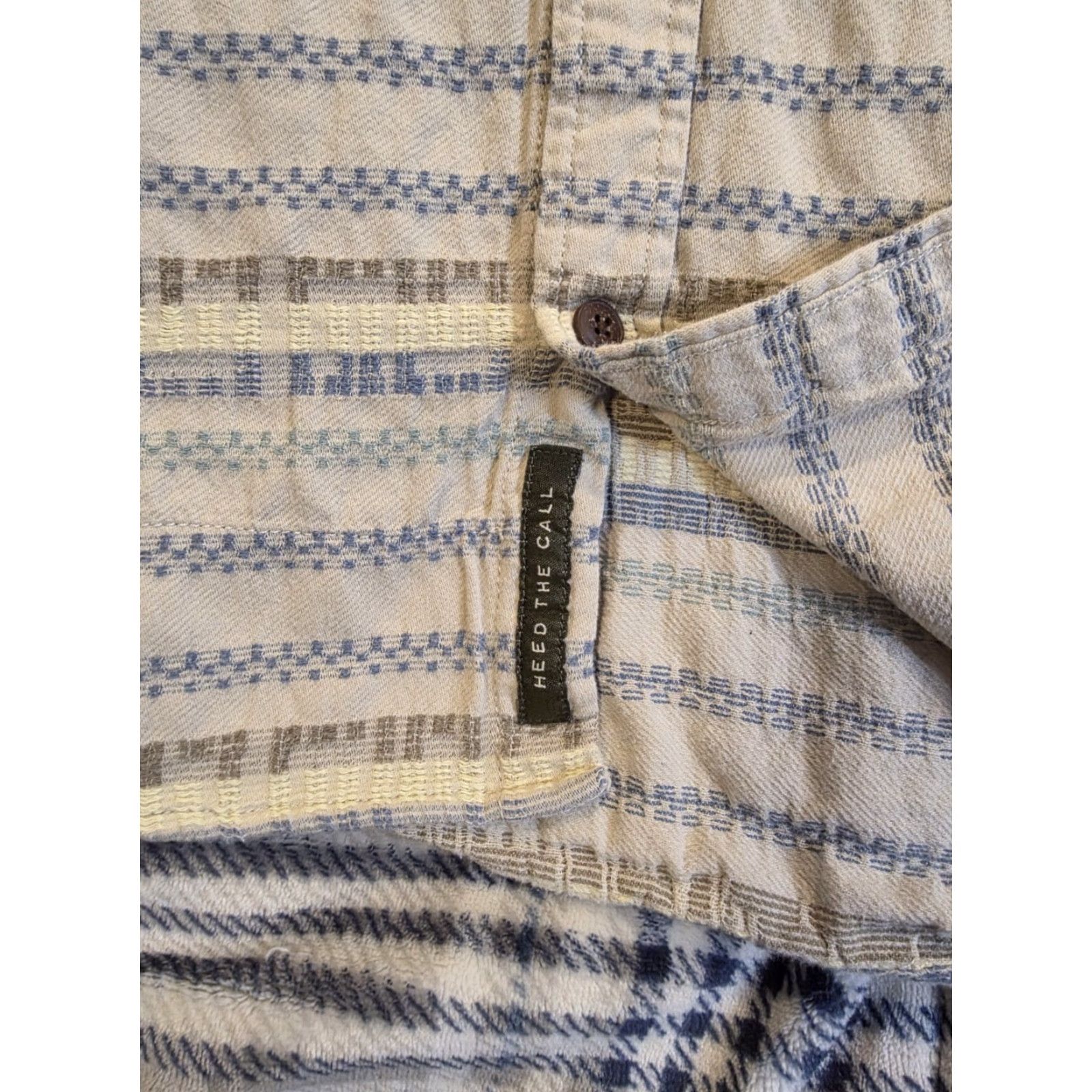 Howler Brothers Howler Brothers Shirt Mens Large Beige Cotton Mescal Jacquard Oyster Short Sleeve Button-Up Striped Collared Western Outdoor All Seasons Size US L / EU 52-54 / 3 - 7 Thumbnail