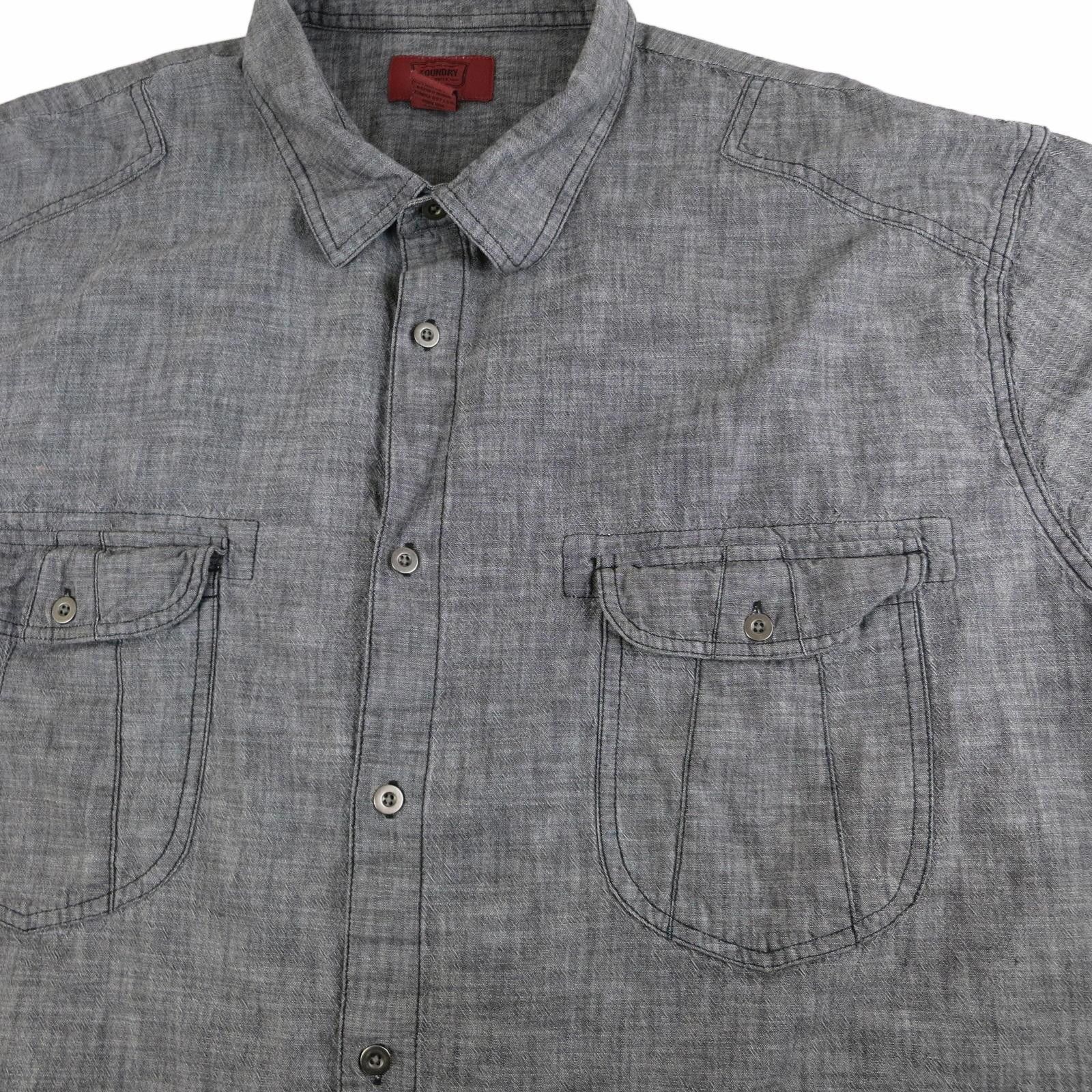 Vintage Foundry Foundry Young Men's 4XL Short Sleeve Button-Up Shirt Gray Size US XXL / EU 58 / 5 - 2 Thumbnail