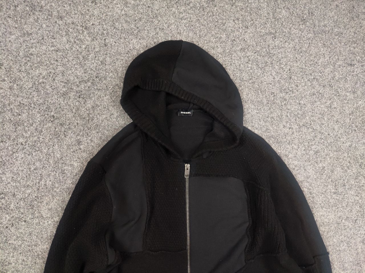 Diesel Diesel Patchwork Wool Blend Black Zip Mens Hoodie Y2K Style Size US XL / EU 56 / 4 - 4 Thumbnail