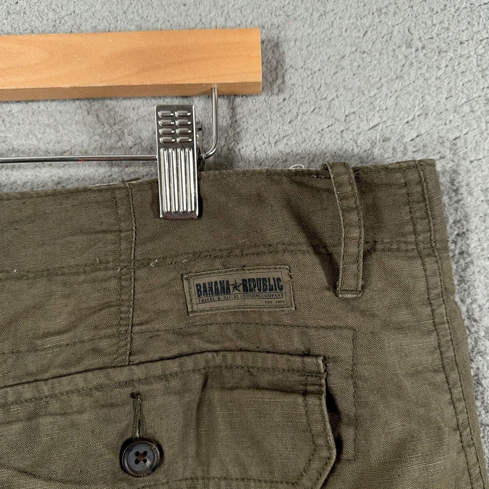 Banana Republic Banana Republic Mens Linen Cotton Safari Pants 39x31 Green Travel Utility Chino Pants Straight Leg Casual 2010s Ven Size US 36 / EU 52 - 3 Thumbnail