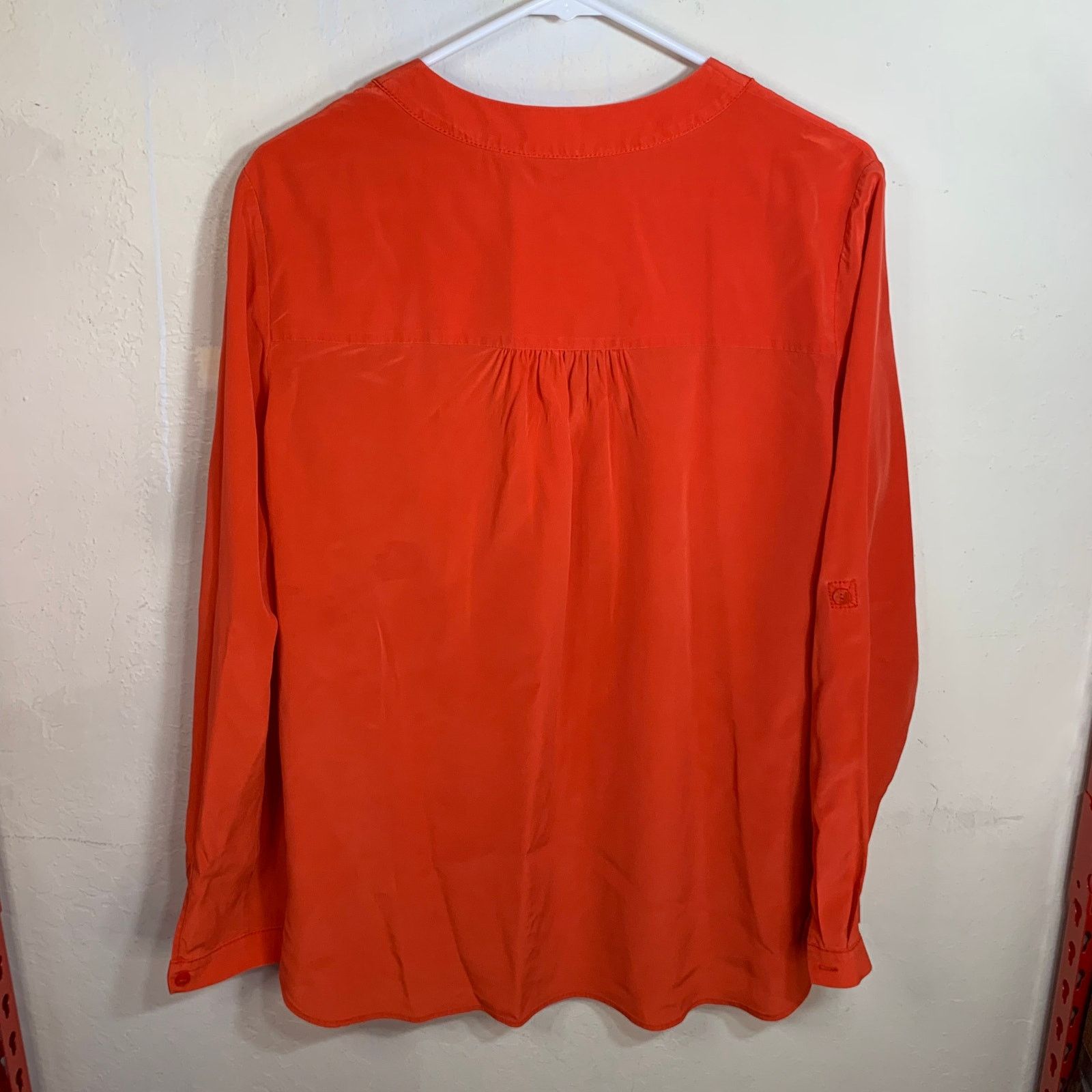 Diane von Furstenberg Diane von Furstenberg Orange Silk Long Sleeve Shirt Size 10 Size L / US 10 / IT 46 - 2 Thumbnail