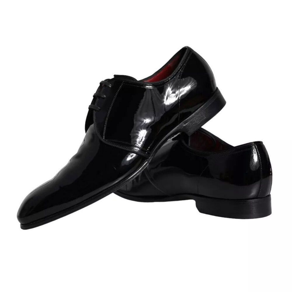Dolce & Gabbana Dolce & Gabbana Black Patent Leather Derby Men Dress Shoes Size US 9 / EU 42 - 6 Thumbnail