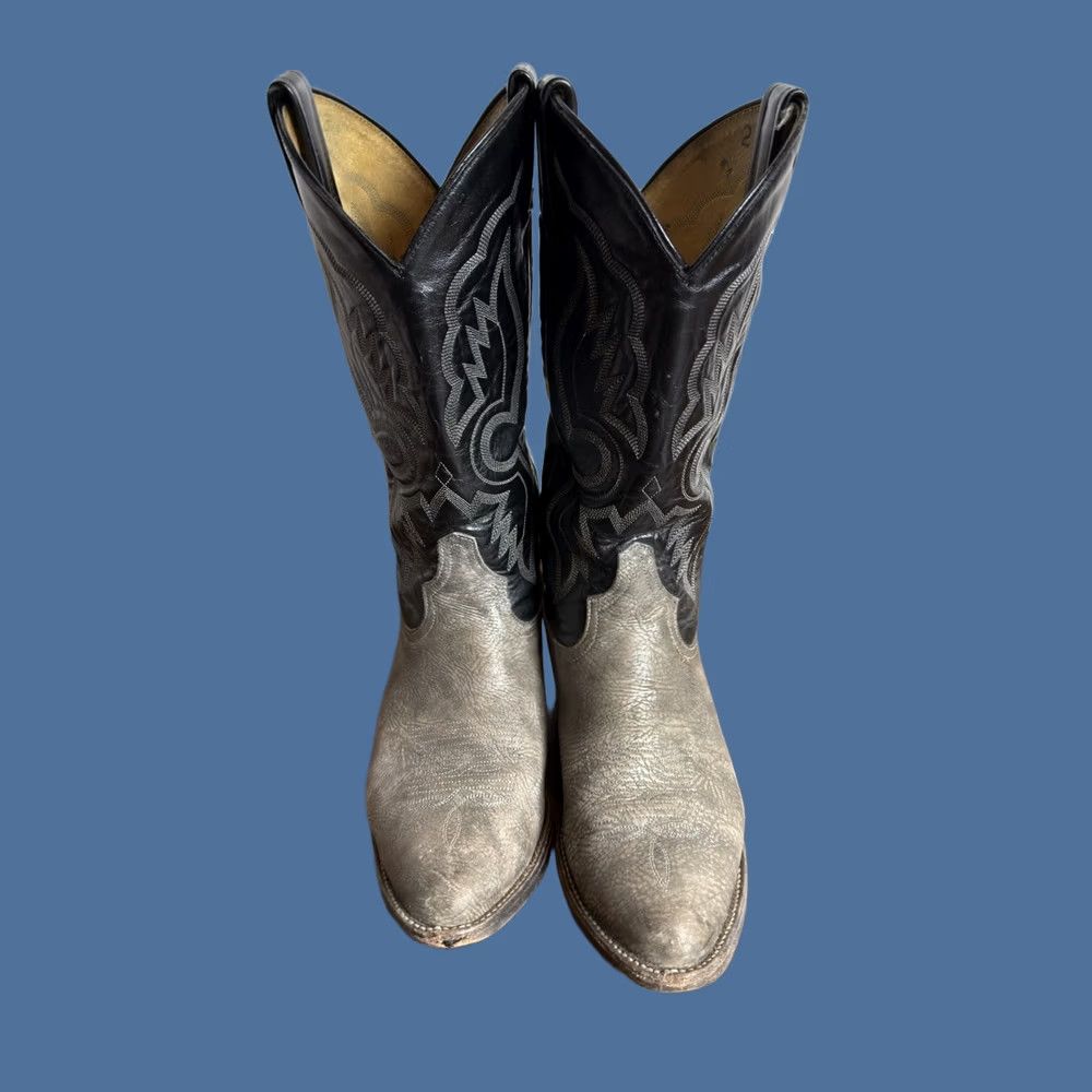 Tony Lama Tony Lama Mens 8.5D shrunken bull shoulder Boots Gray Leather Western Style 6253 Size US 9 / EU 42 - 1 Thumbnail