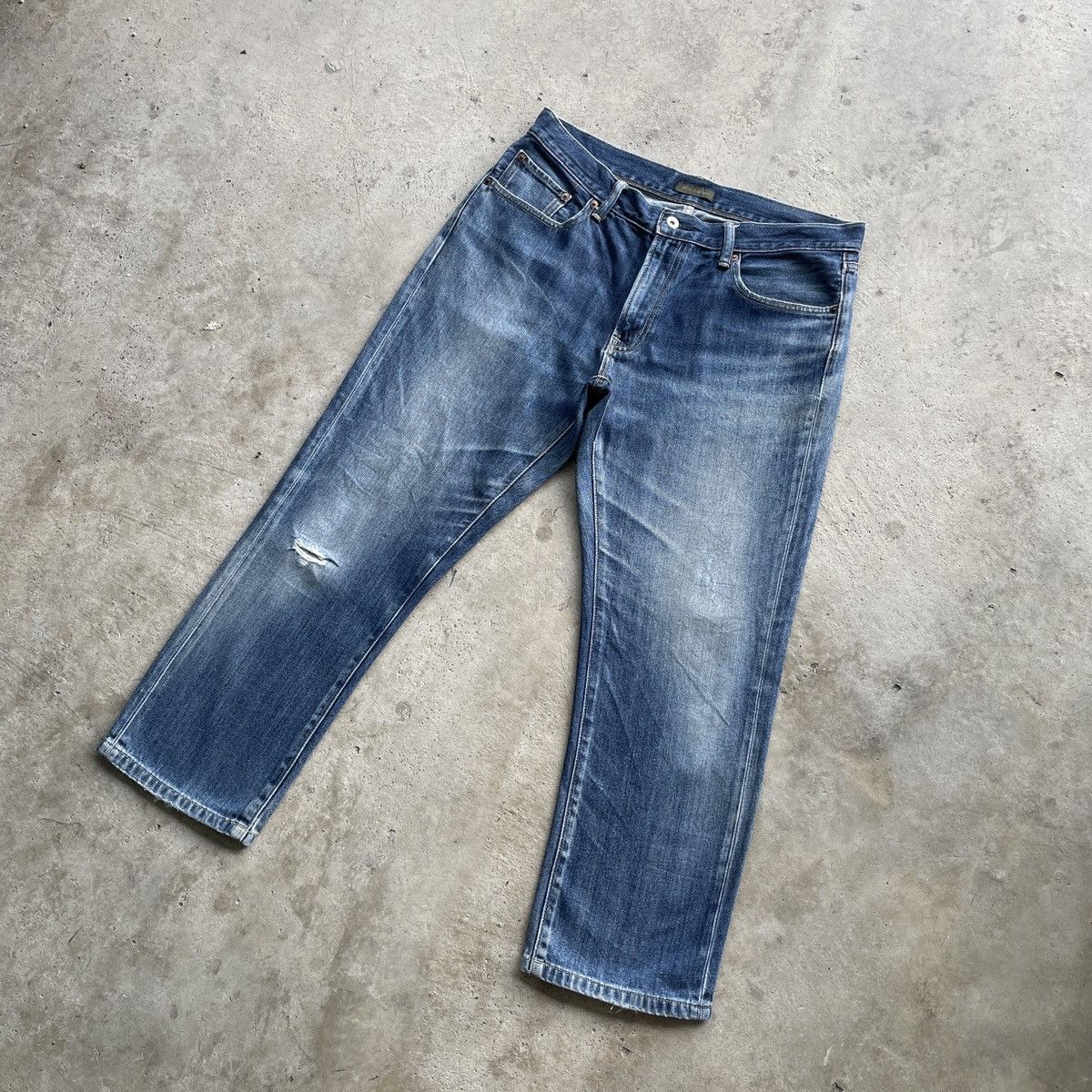 Japanese Brand Vintage Japanese Brand Jeans Faded Denim Pants W35x27 Size US 35 - 2 Thumbnail