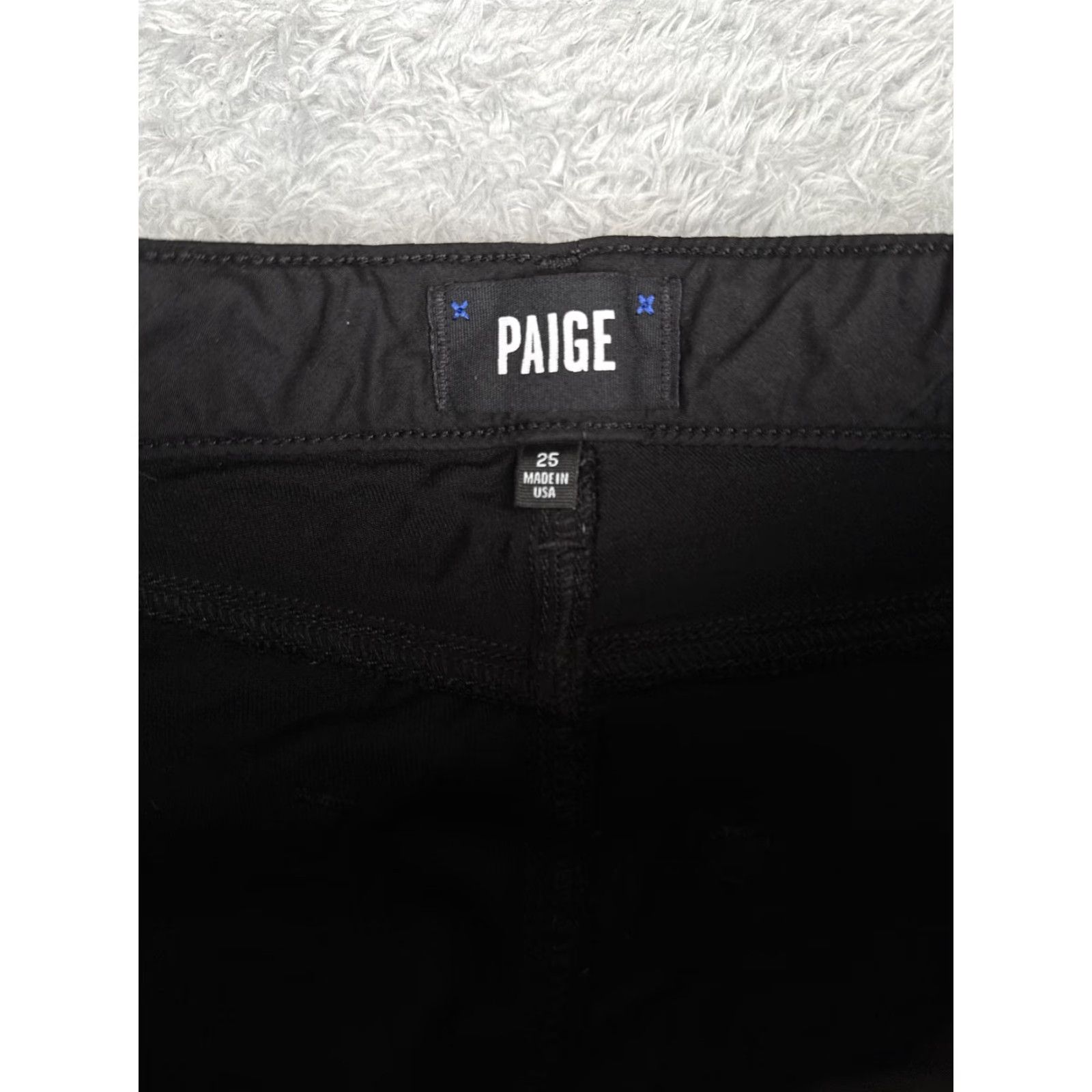 Paige Paige Jeans Womens Hoxton Ankle High Rise Skinny 25 Black Raw Hem Made USA Size 42" / US 20 - 6 Thumbnail