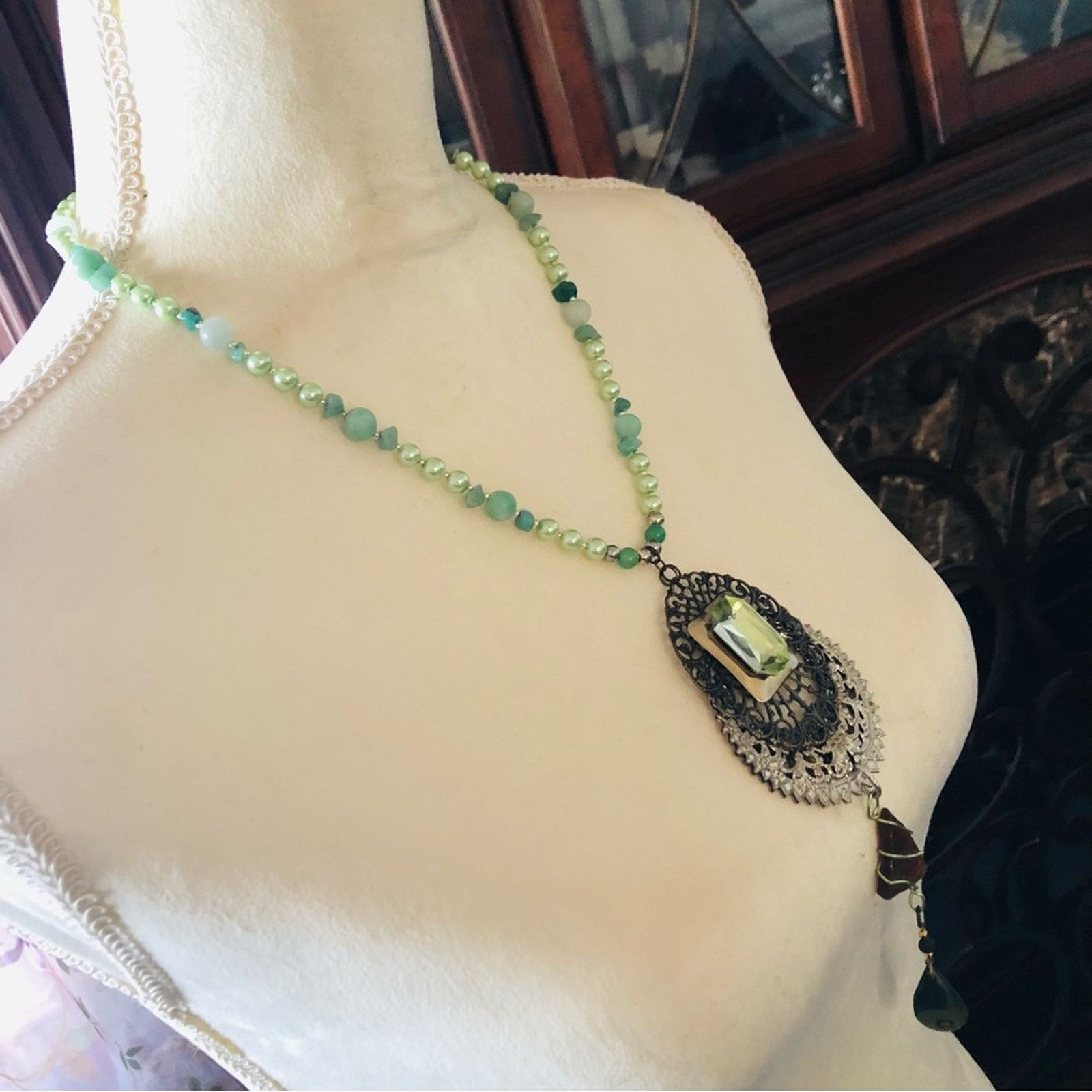 Handmade Handcrafted repurpose genuine stone Pearl necklace Size ONE SIZE - 3 Thumbnail
