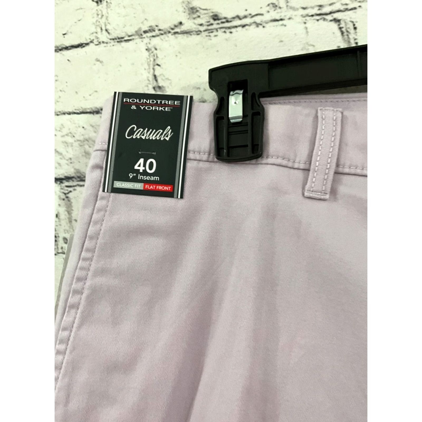 Roundtree & Yorke ROUNDTree & Yorke MENS Purple Shorts 40 NWT Zip Cotton Chino Classic Mid Rise 9in Inseam, Casual Summer Spring, Regular Mens Size US 40 / EU 56 - 2 Thumbnail