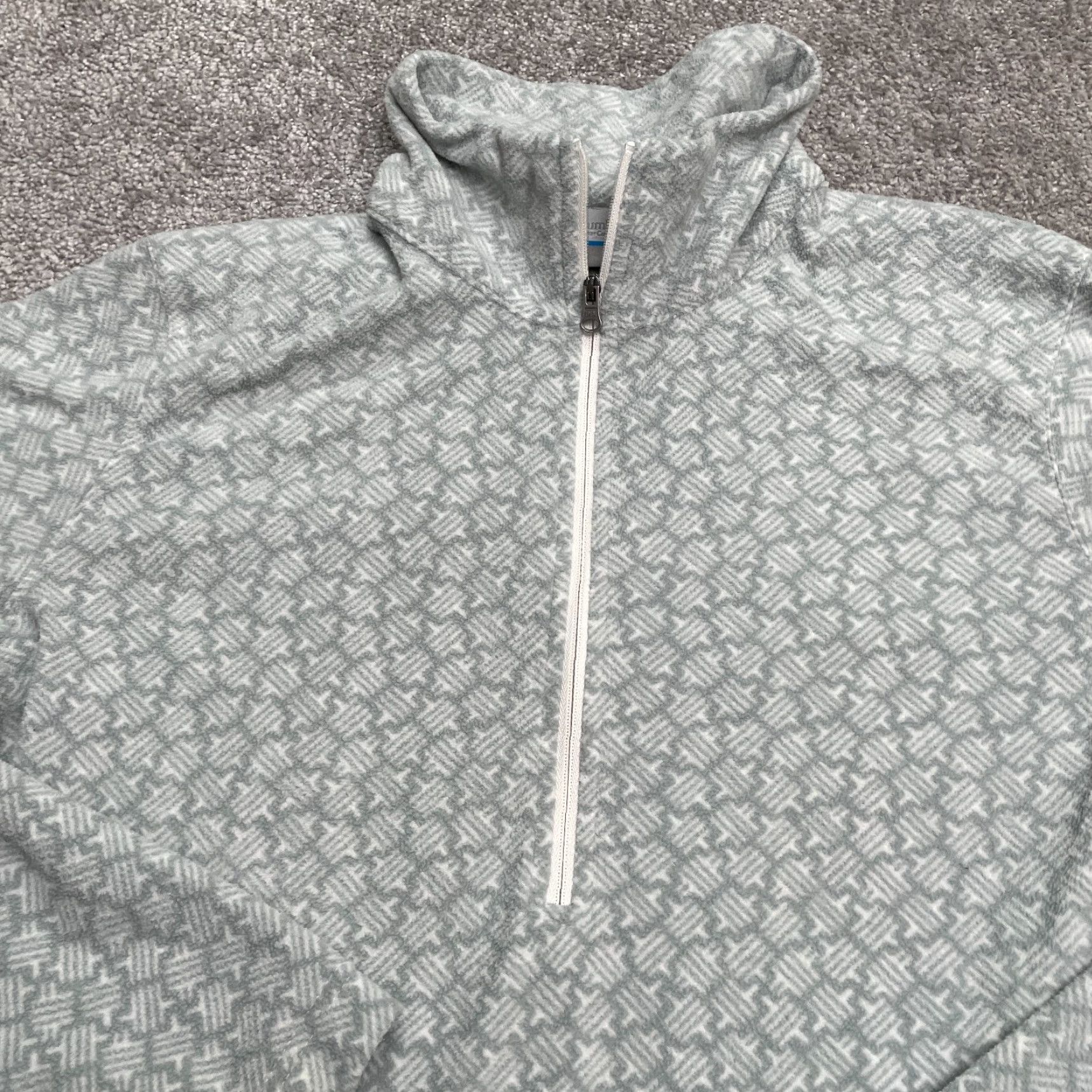 Vintage Columbia Klamath Range Fleece Jacket Womens Large Gray 1/2 Zip Outdoor Geometric Slim Fit Size L / US 10 / IT 46 - 3 Thumbnail