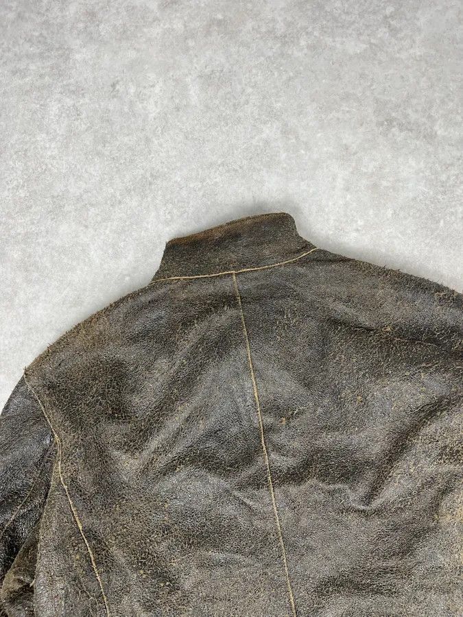 Vintage 2000s Massimo Rebecchi Brown Eroded Biker Leather Jacket Size US M / EU 48-50 / 2 - 6 Thumbnail