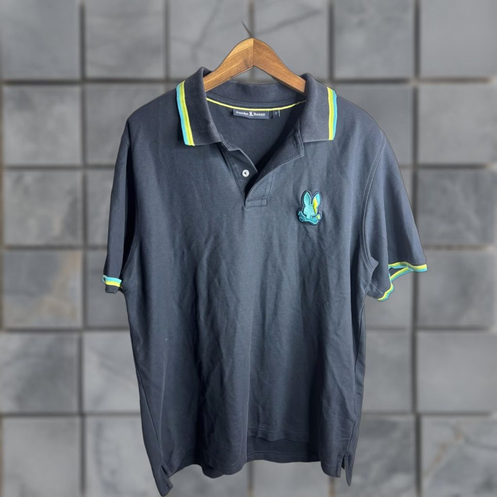 Psycho Bunny Psycho Bunny Polo Shirt Mens 7 Blue Piqué Tipped Collar Logo Casual Size US M / EU 48-50 / 2 - 1 Thumbnail