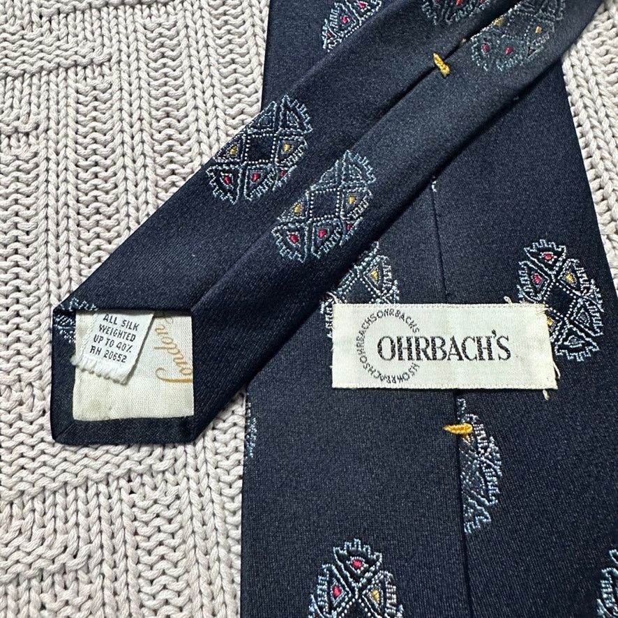 Vintage Vintage Ohrbach's black geometric crest silk tie Size ONE SIZE - 3 Thumbnail